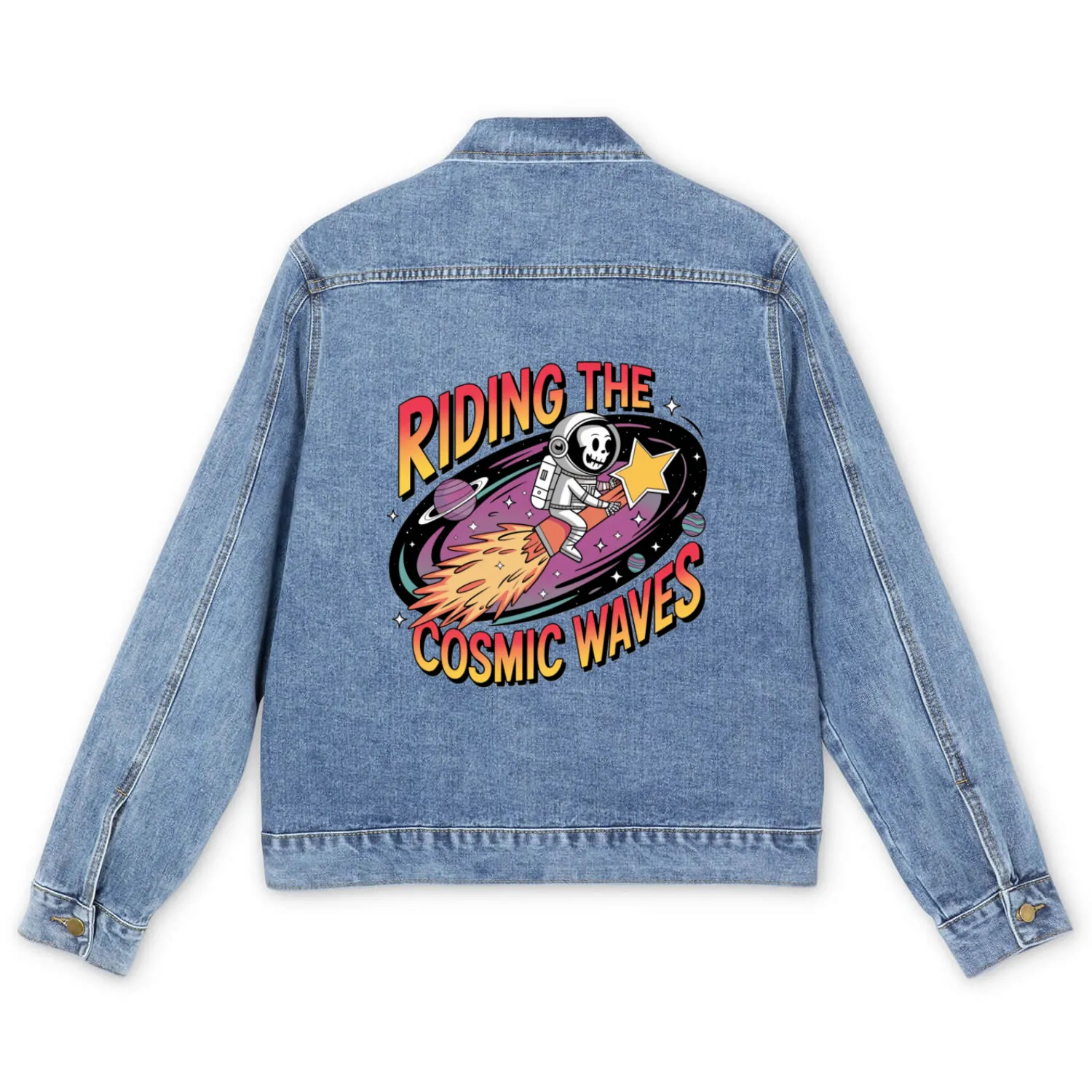 Riding The Cosmic waves Men's Denim Jackets