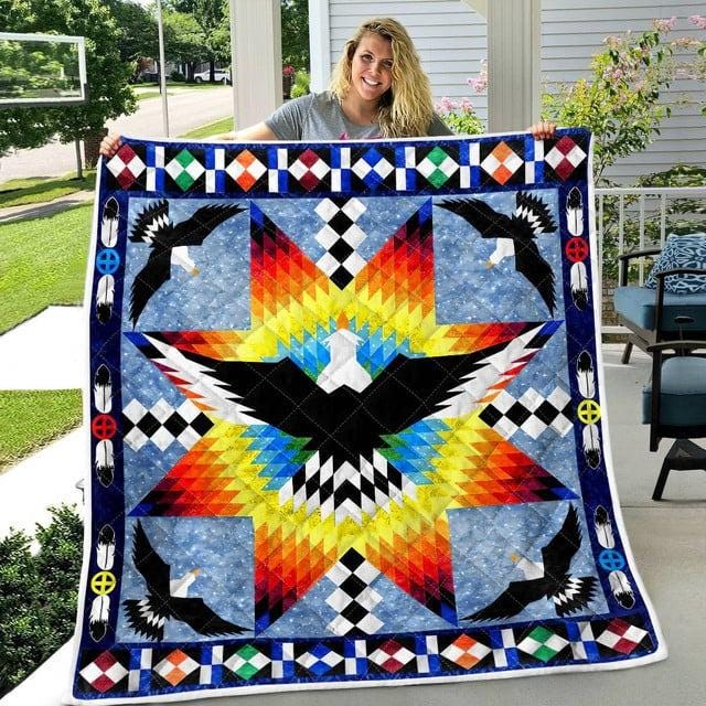 Native American Star Quilt Blanket Southwest Native American Blanket Bohemian Quilt Eagle Cherokee Blanket Native American Decor Native Gift