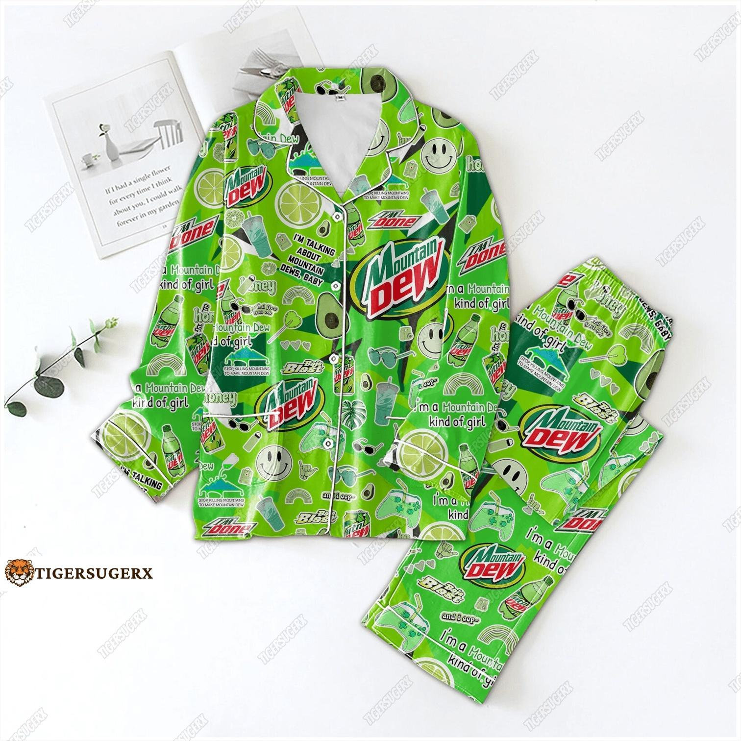 Mountain Dew Pajamas Set, Mtn Dew Pajamas, Mountain Dew Pajamas Pants, Mtn Dew Holiday Pajamas, Set Of Pajamas, Mountain Dew Gift