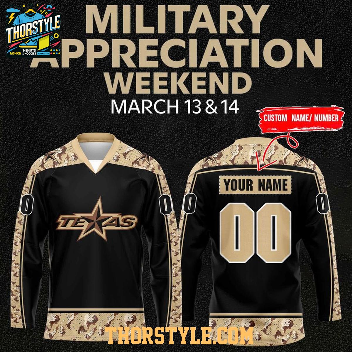 Texas Stars Military Appreciation 2026 Night Personalized Hockey Jersey