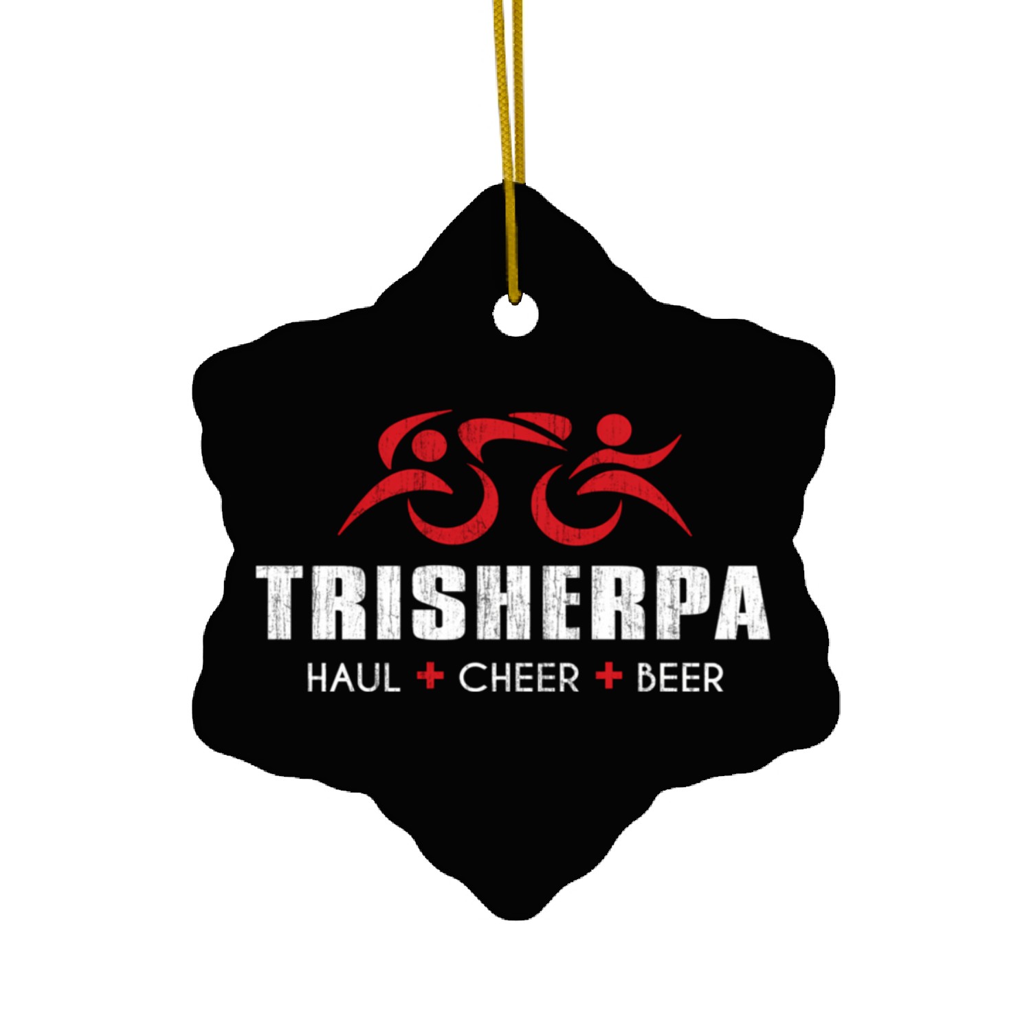 Trisherpa Tri Sherpa Triathlon Inred - Haul Cheer Ceramic Ornaments