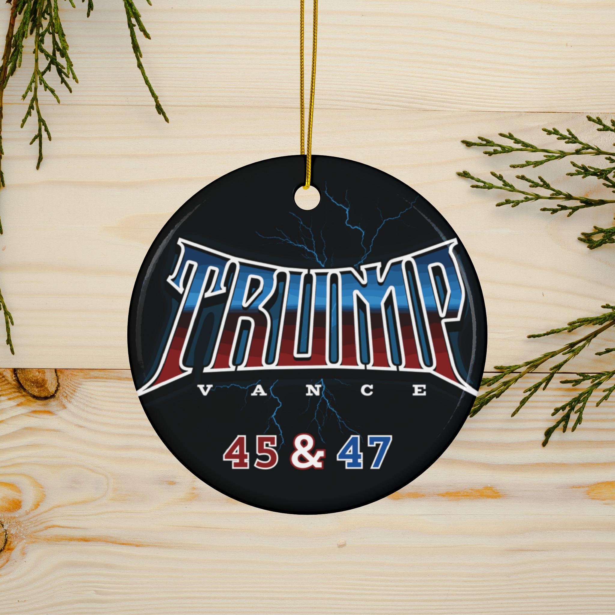 Political Ceramic Ornaments, Double-Sided, Trump Holiday Decor, Republican Gift, Patriotic MAGA Christmas Ornament, Conservative Home Decor