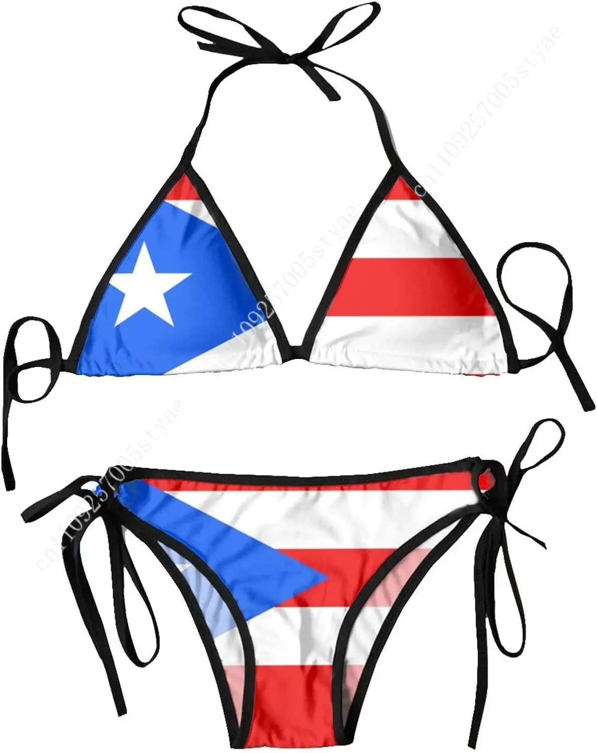 Puerto Rico Flag Bikini Women Sexy Two-Piece Swimsuit Set Beachwear