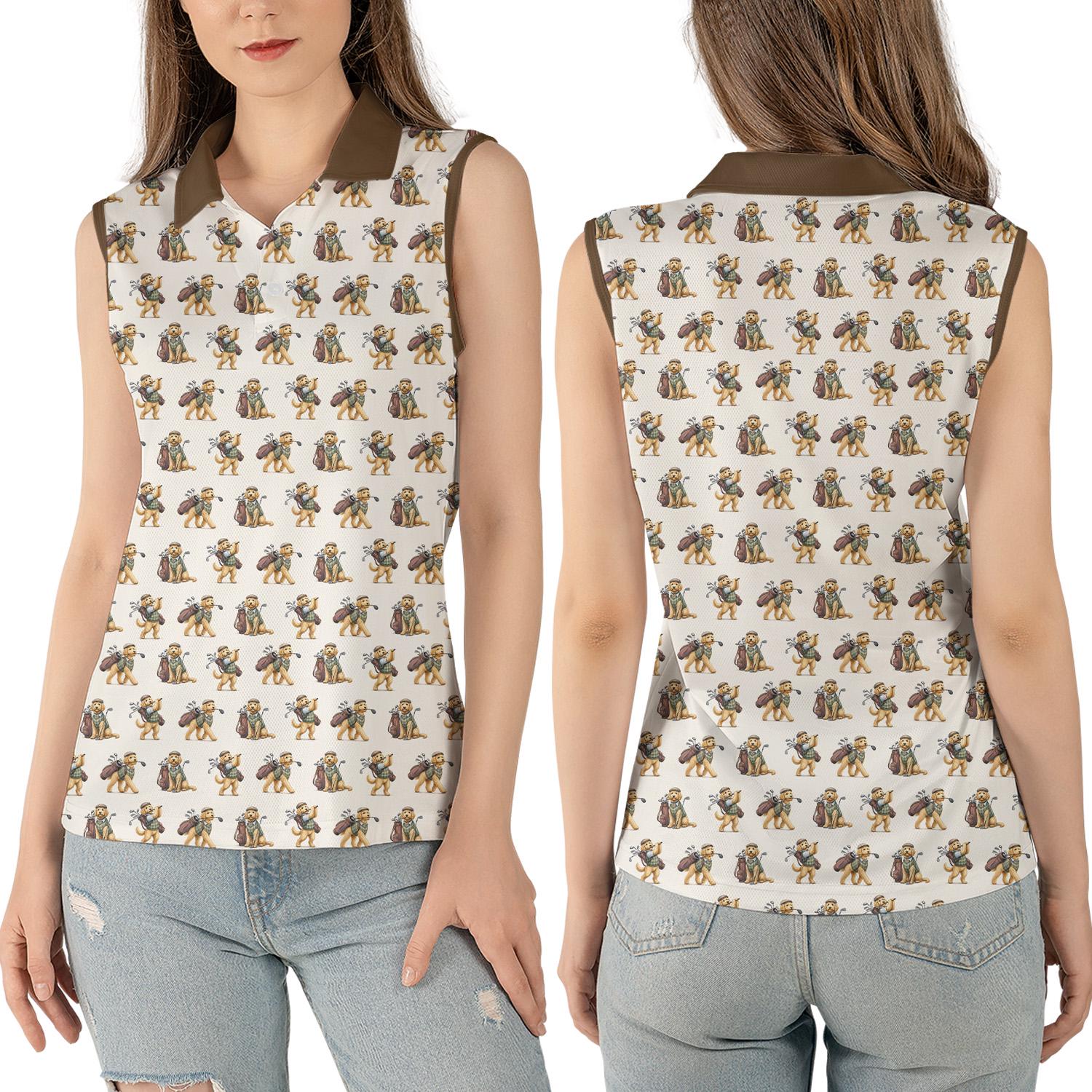 Funny Golf Dog All Over Print Polo Shirt, Short Sleeve Sleeveless Golf Shirt, Golden Retriever Golfer Gift Shirt, Dog Lover Gift