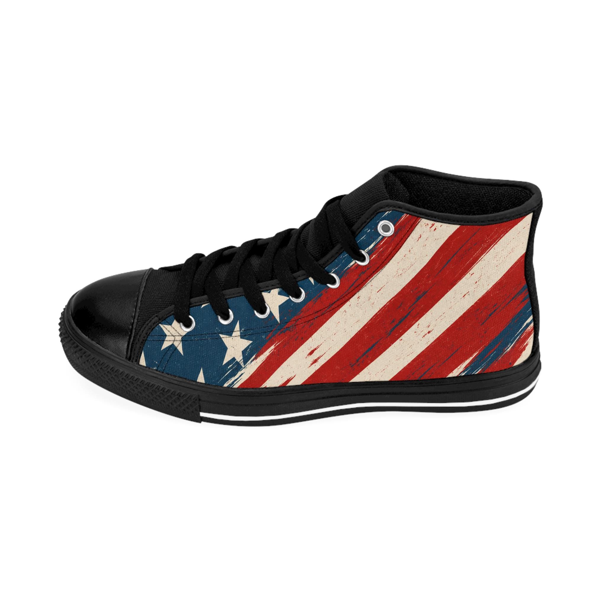4th of July American Flag High Top Sneakers, Custom Canvas Shoes for Men and Women