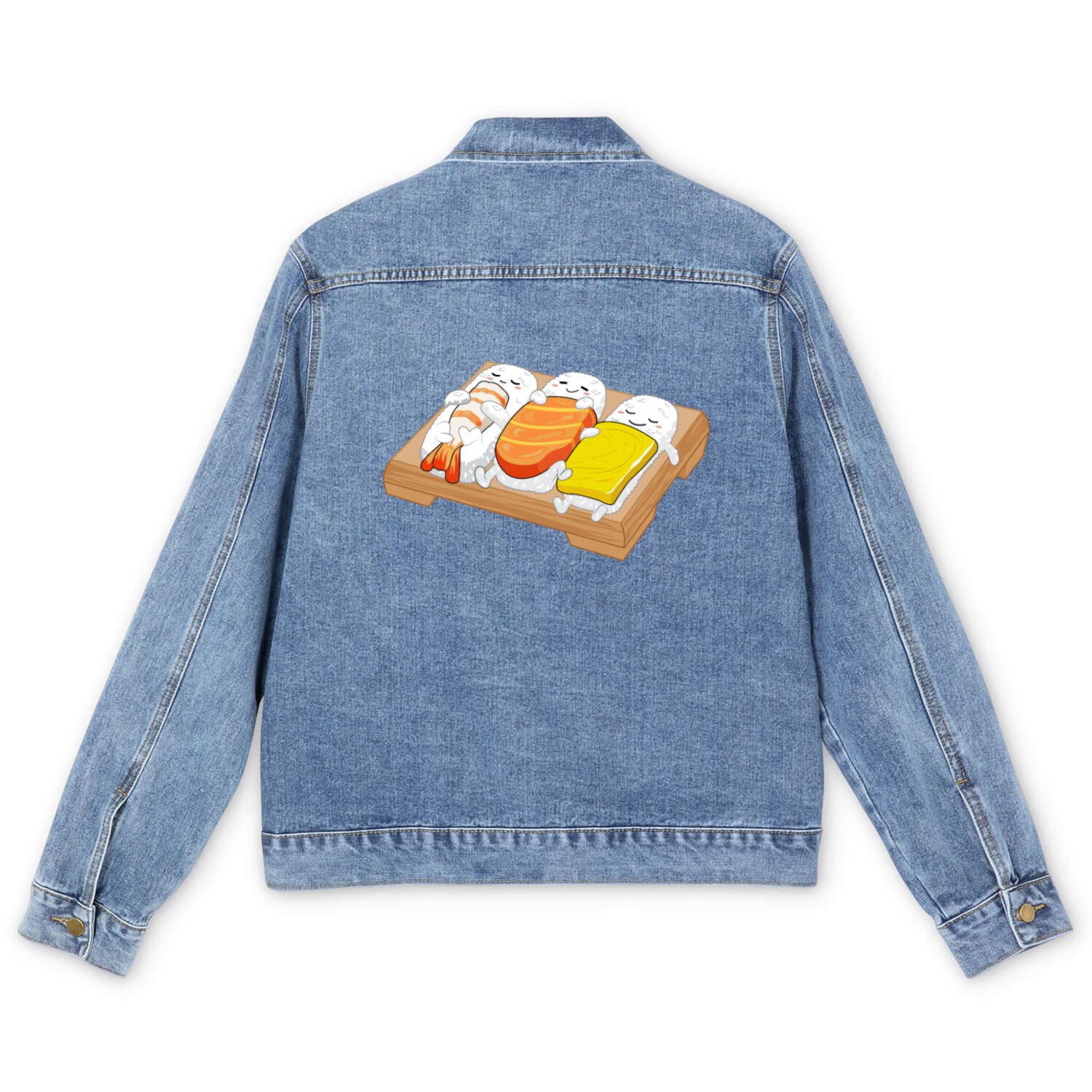 Sleeping Sushi Gift Love Sushi Rolls Japanese Food Men's Denim Jackets