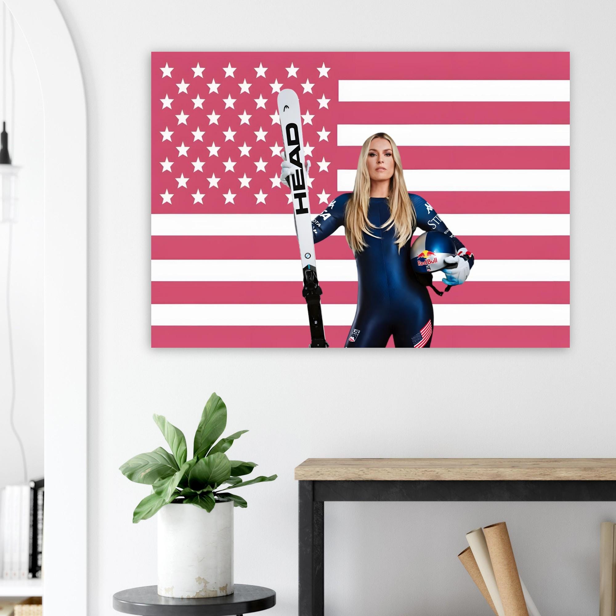 Lindsey Vonn Custom Pink American Flag Tapestry