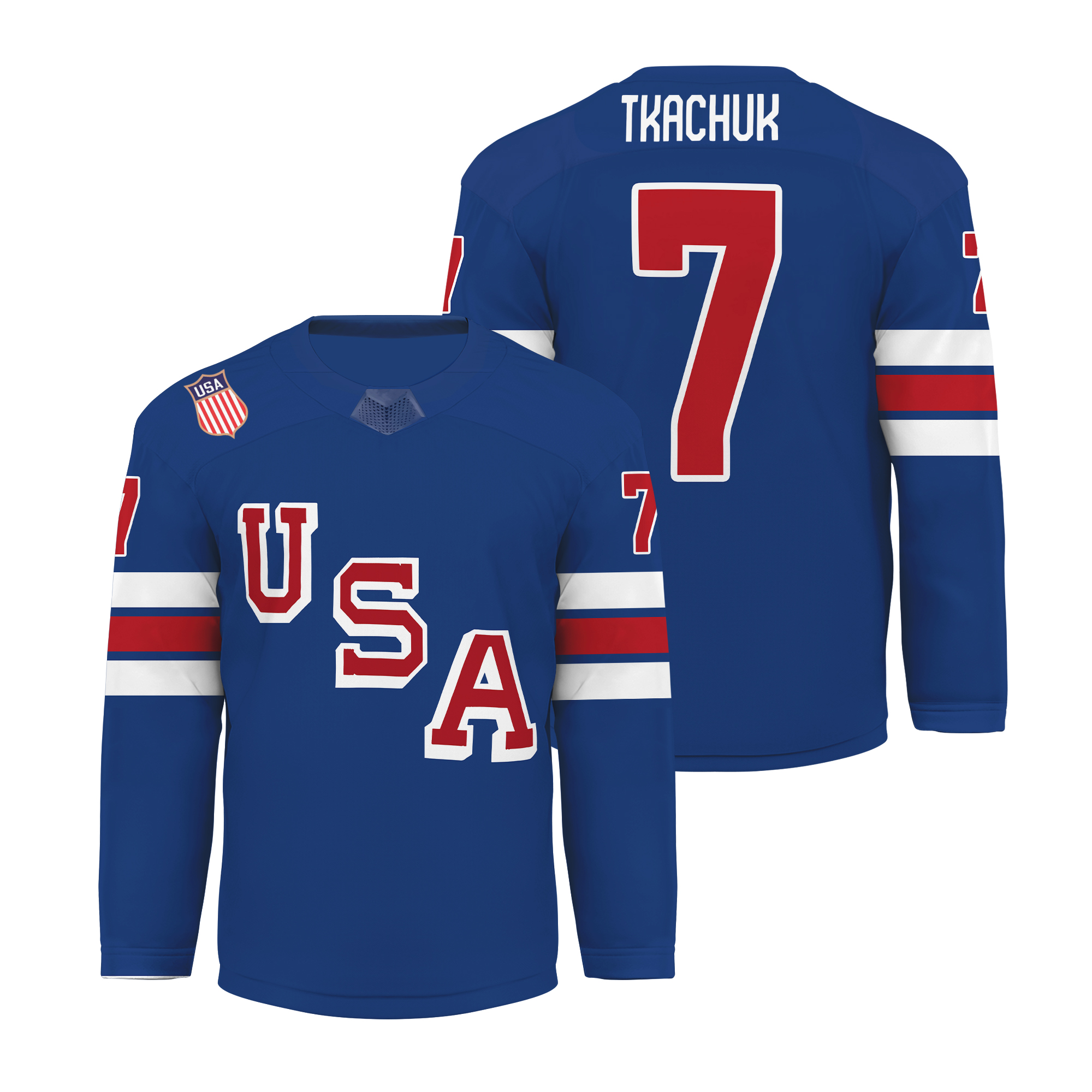 Men's #7 Tkachuk Royal 2026 Home Replica Hockey Jersey