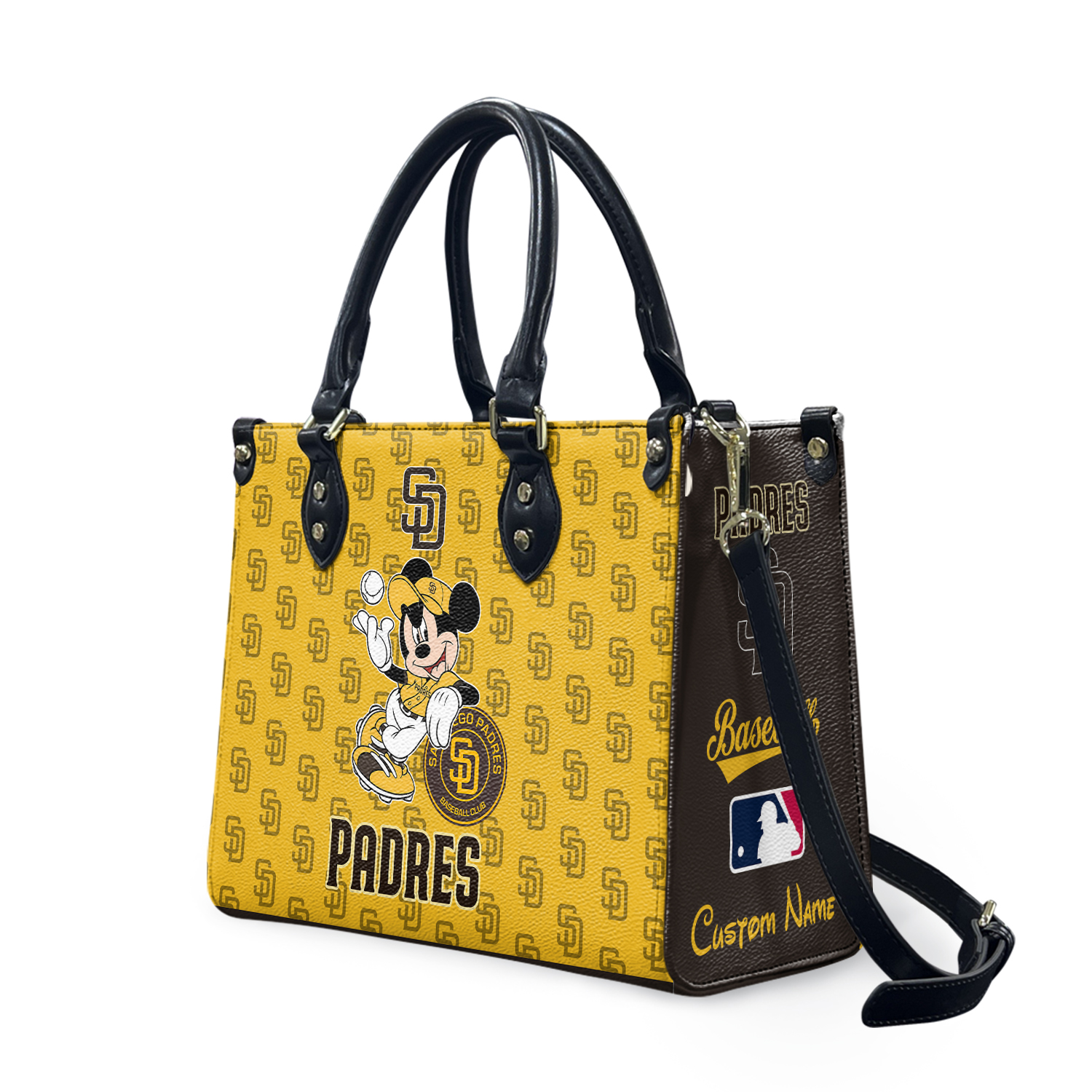 San Diego Team Padress Baseball Cartoon Leather Bag, Football Leather Bag