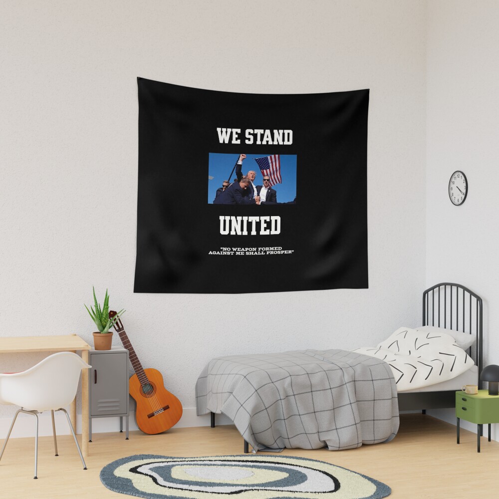 We Stand United Trump 2024 Tapestry, Trump 2024, Political Tapestry, For Home and Living, US Election for Decoration
