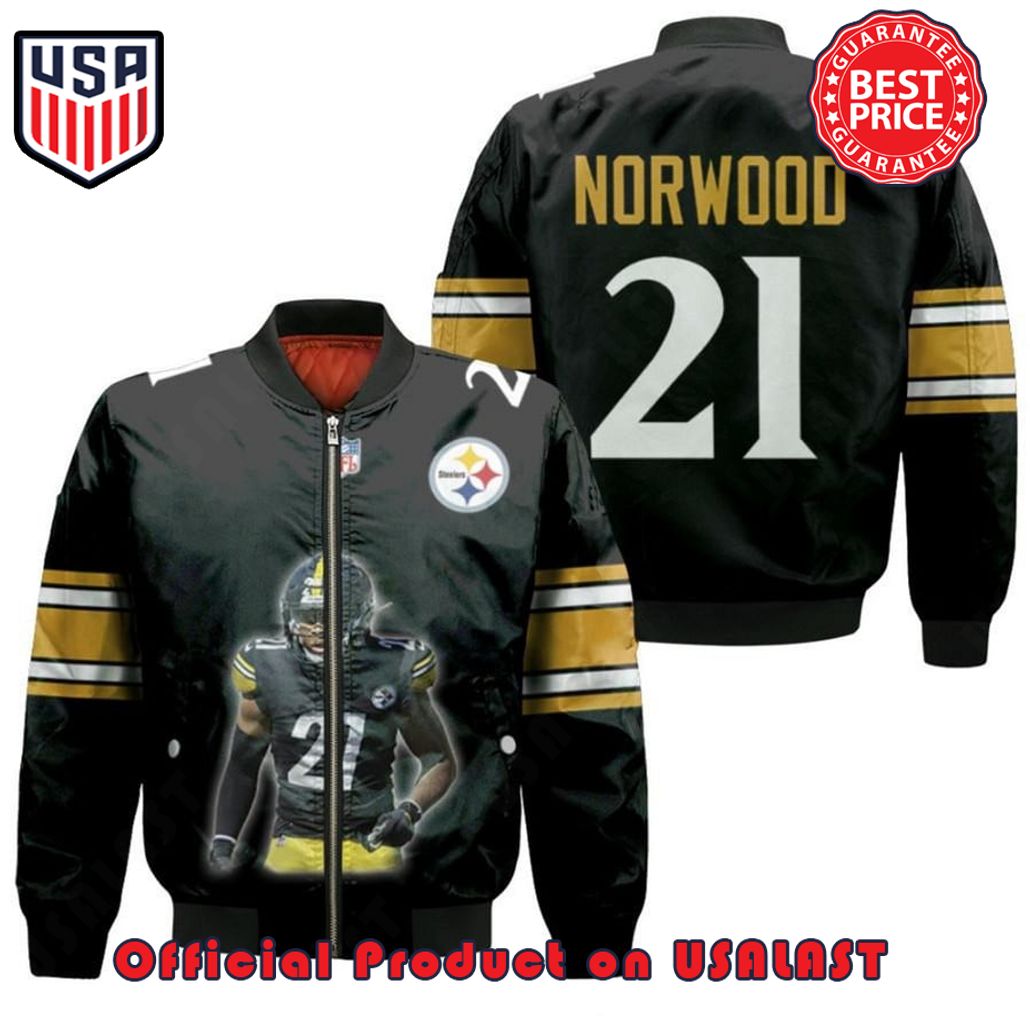 PITTSBURGH Steeler TRE NORWOOD PATTERN BOMBER JACKET – BLACK AND YELLOW