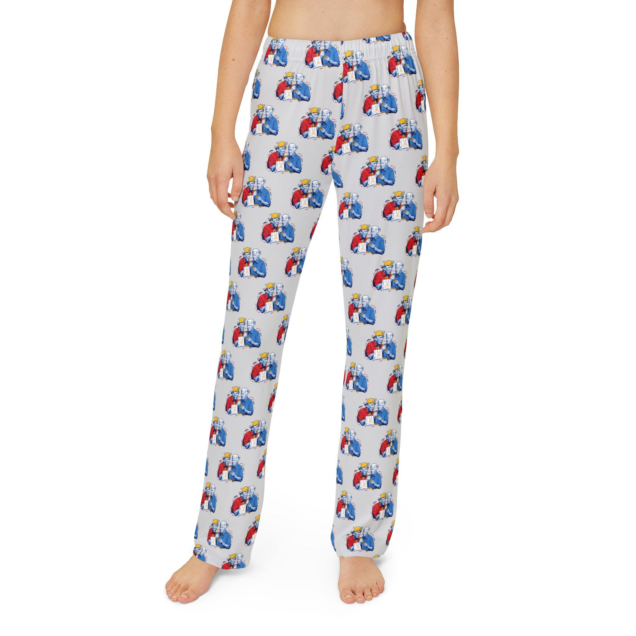 Trump French Fries Pajamas, Funny Trump and Biden Eating French Fries Kids Pajama Pants, Presidential Election PJs, Political Christmas Gift