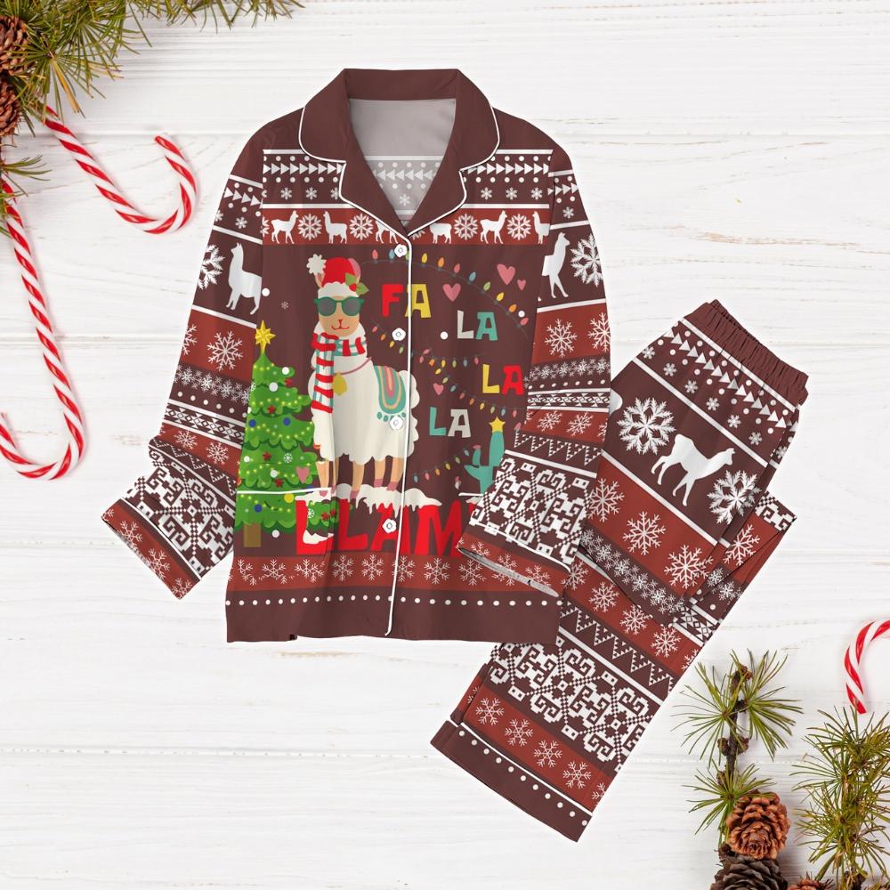 Christmas Llama Pajamas Set, Fa La La La Llama Holiday Pajamas, Funny Animal Xmas Pajamas, Cute Matching Pajamas Family, Christmas Gift
