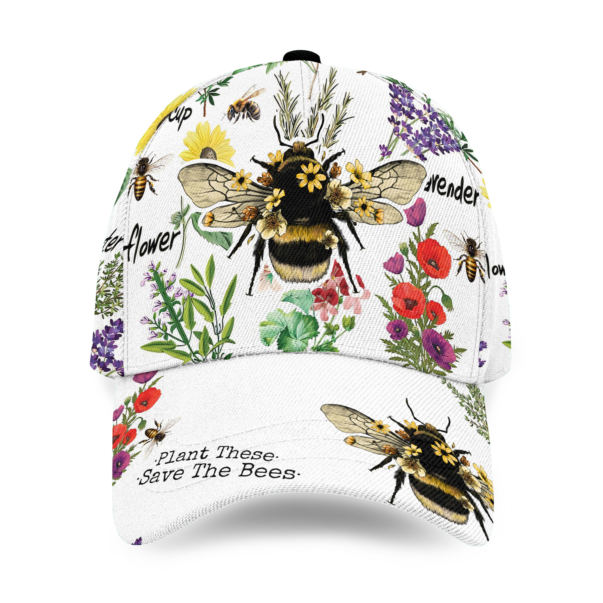 Plant These Save The Bees All Over Print Baseball Cap Men’s US Size