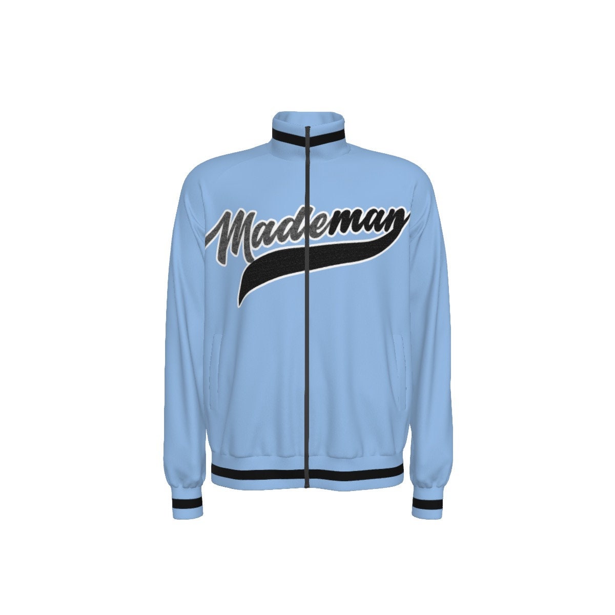 Baby blue Men's Raglan-Sleeve Stand Collar Jacket