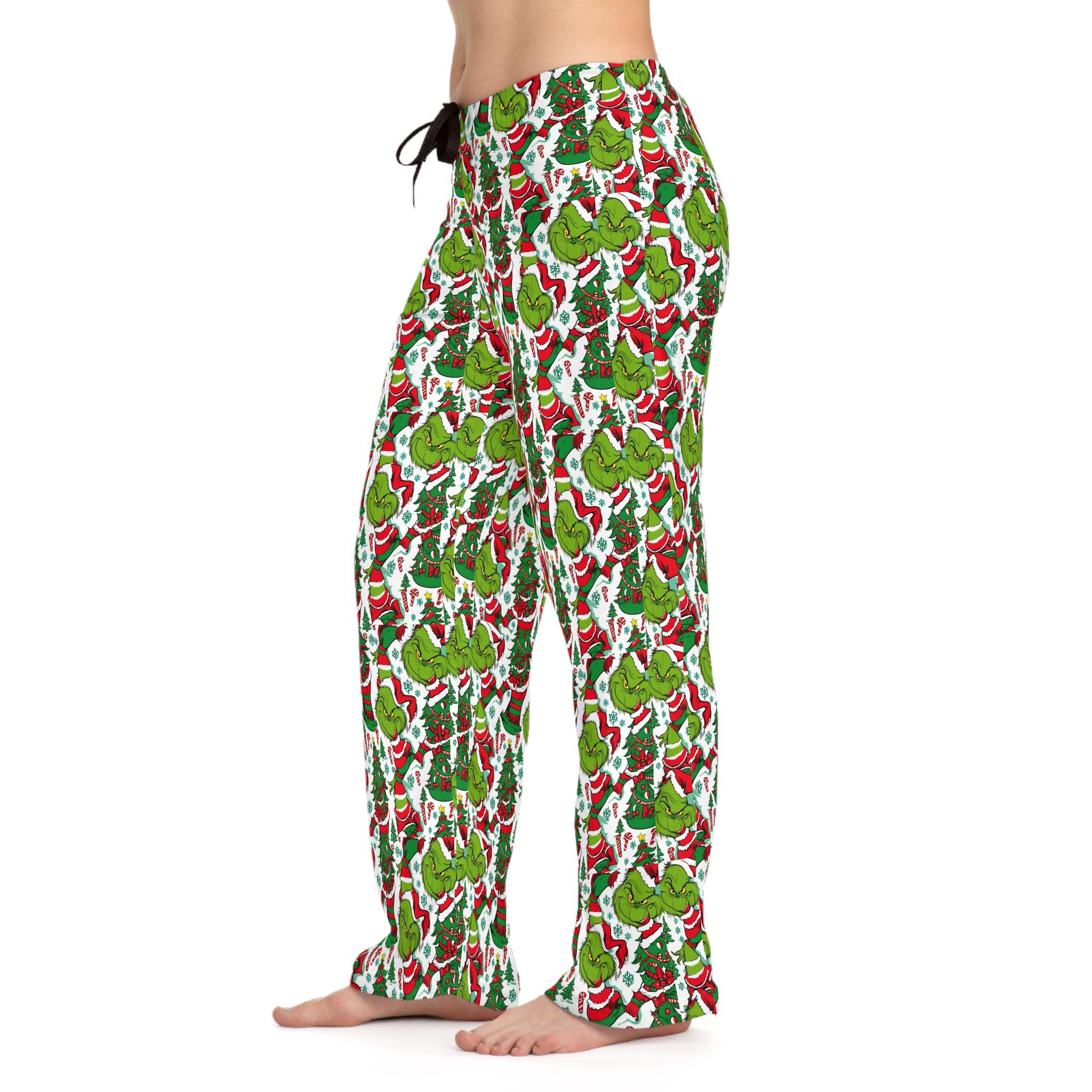 funny character Christmas Women's Pajama Pants, Sleepwear Loungewear, Holiday Green Lounge Bottoms, Cozy PJ Trousers, Winter Xmas Gift