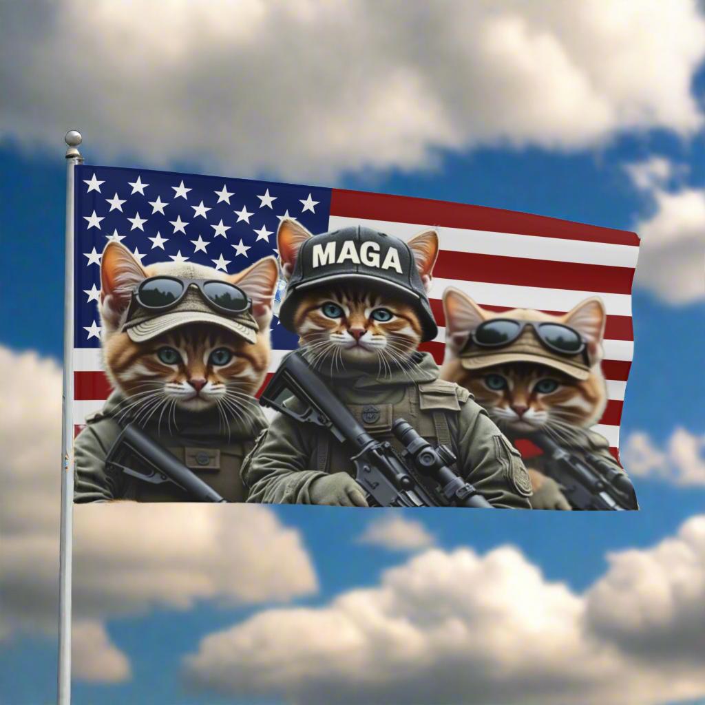 President Trump, MAGA, Trump Won, MAGA Cat Flag, Trump supporter
