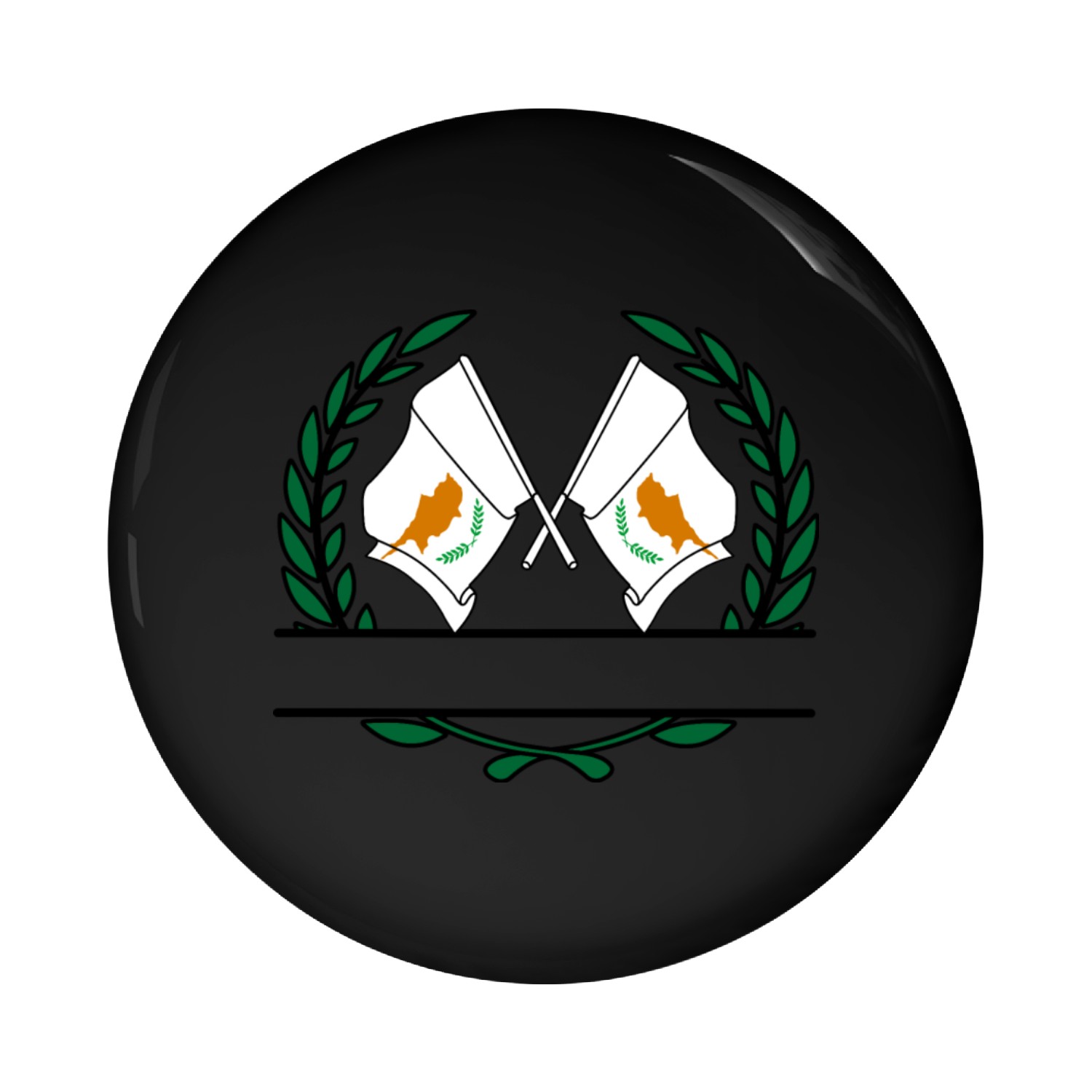 Flags Cyprus laurel wreath banner Pin Buttons