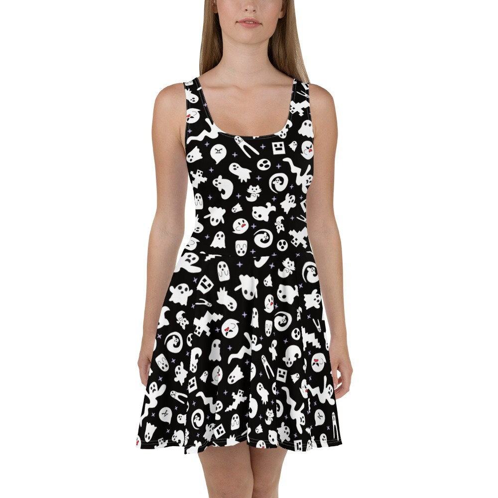 Ghost party black white Skater Dress