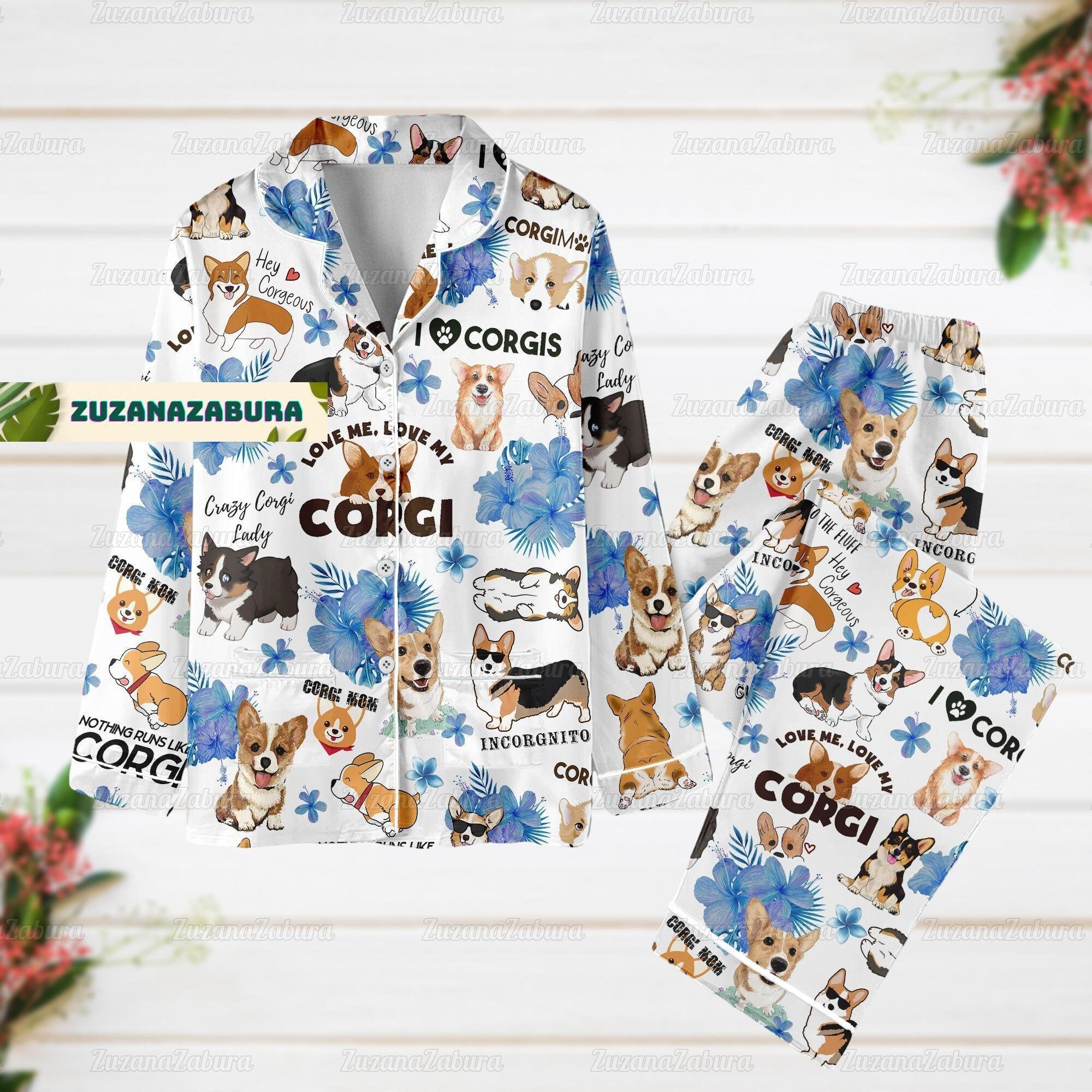 Corgi Pajamas Set, Corgi Shirt, Dog Mom Gift, Corgi Pajamas, Corgi Gift, Corgi Mom Shirt, Dog Pajamas Set, Corgi Pajamas