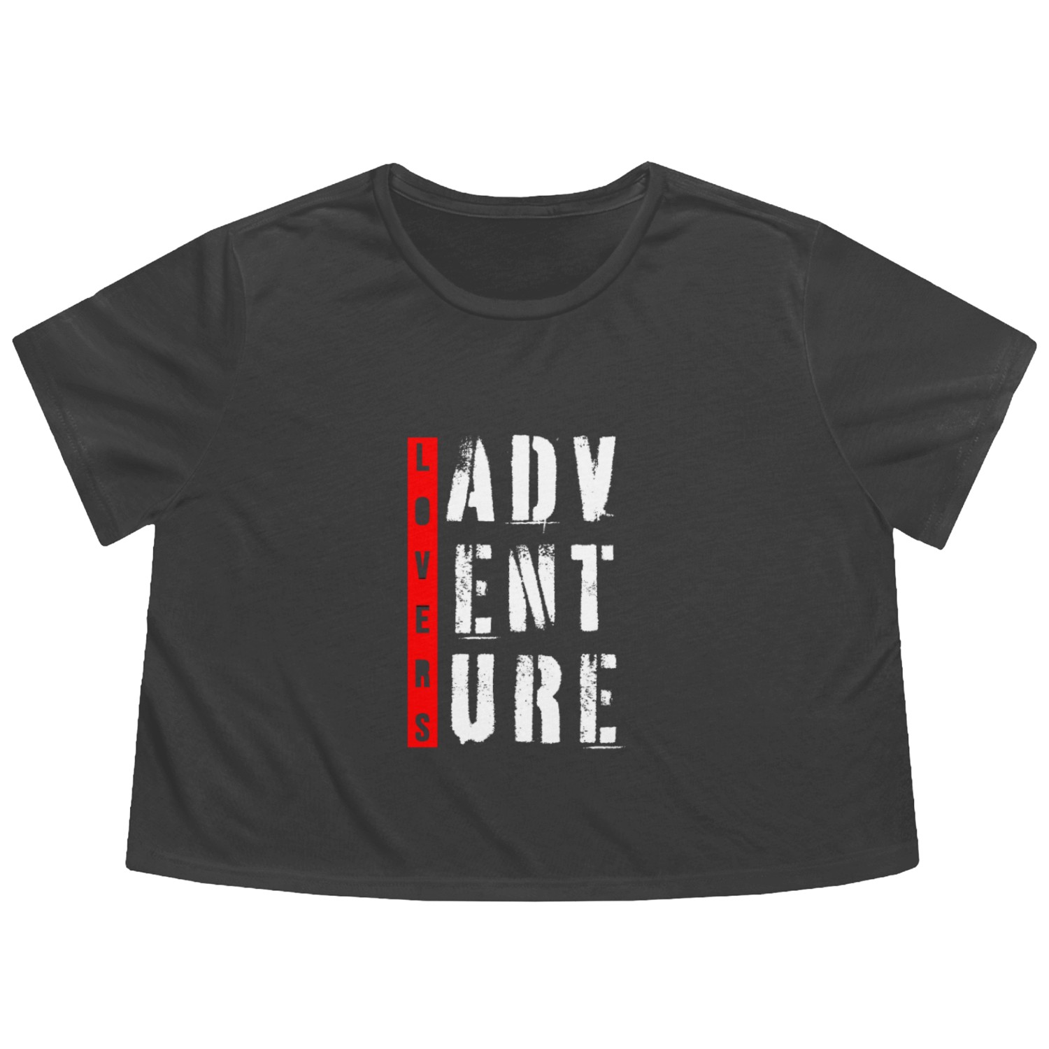 ADVENTURE LOVERS TYPOGRAPHIC MINIMALISTIC DESIGN Flowy Cropped Tees