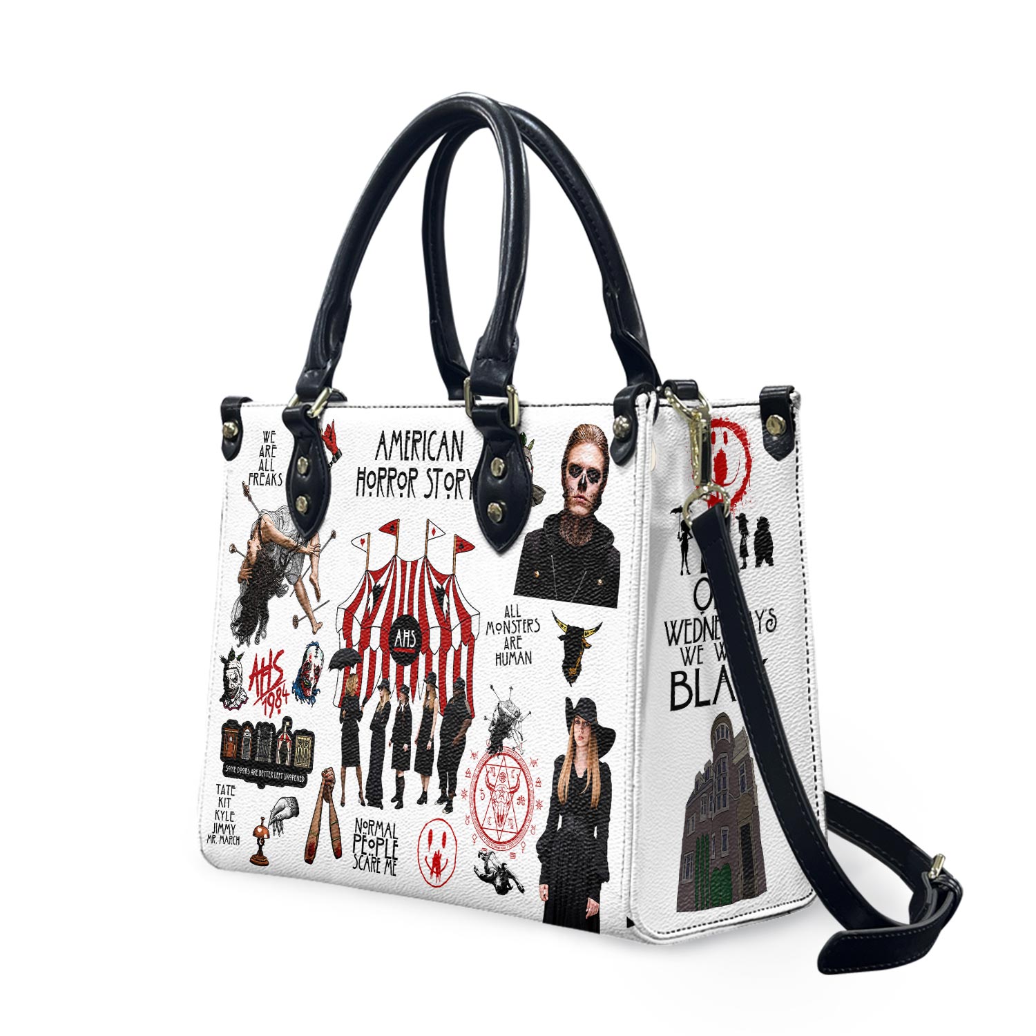 Personalized American Horror Story Leather Handbag, Halloween Movie Leather Bag