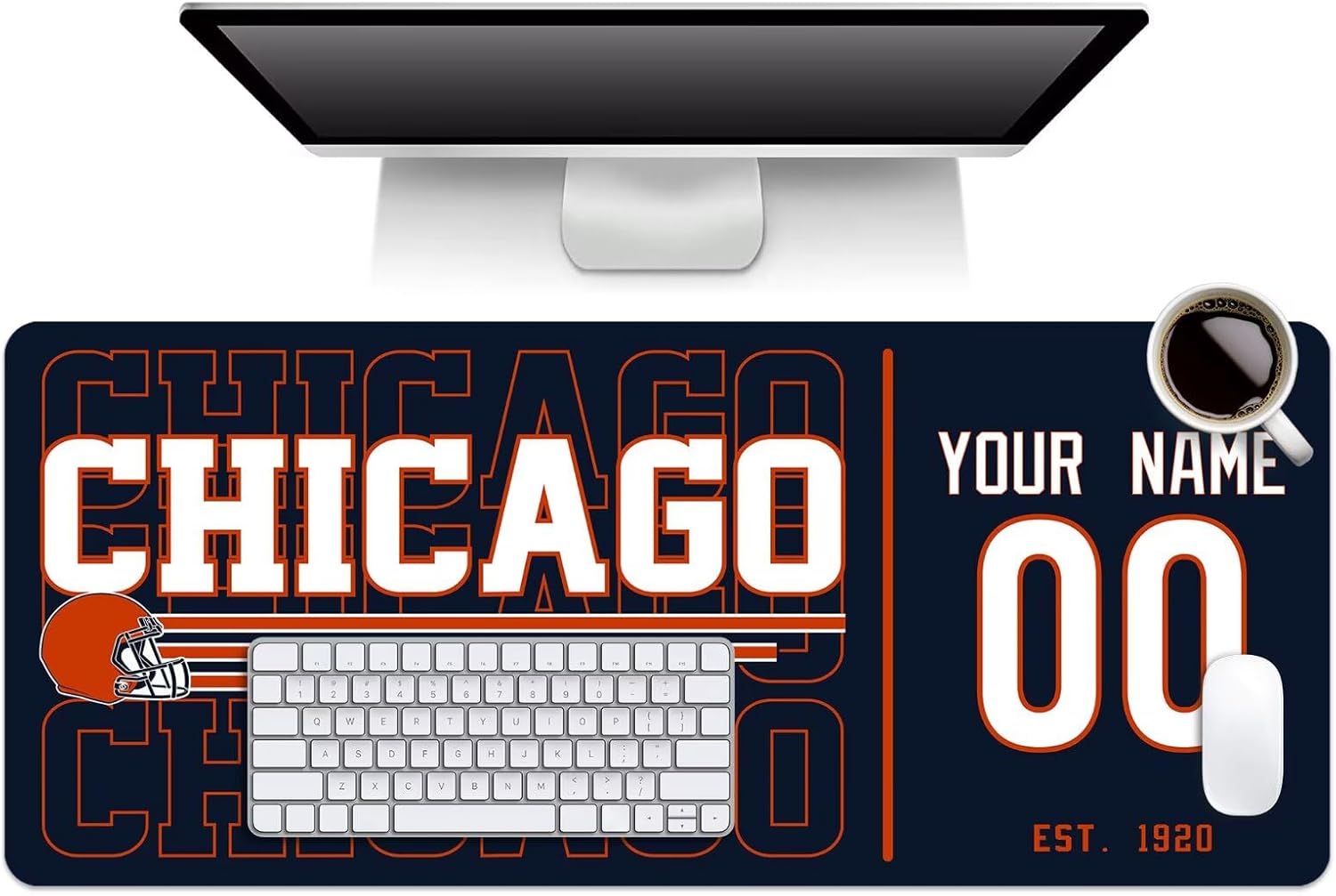 Custom Chicago Bears Mouse Pad, Desk Pad for Men Women Youth Gifts