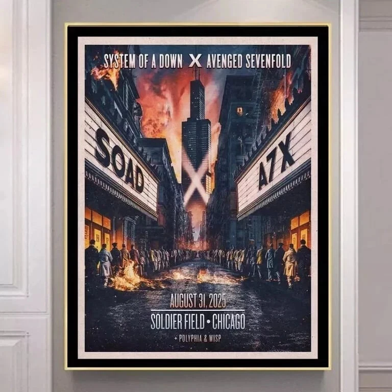 SYSTEM OF DOWN Aug 31 2025 Chicago IL Tour Poster
