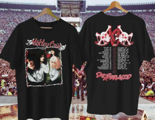 Vintage 1989 Motley Crue Dr Feelgood Tour Double Sided T-Shirt | Multi-size | Extra Comfortable Short Sleeve Tee | Concert Outfit For Unisex