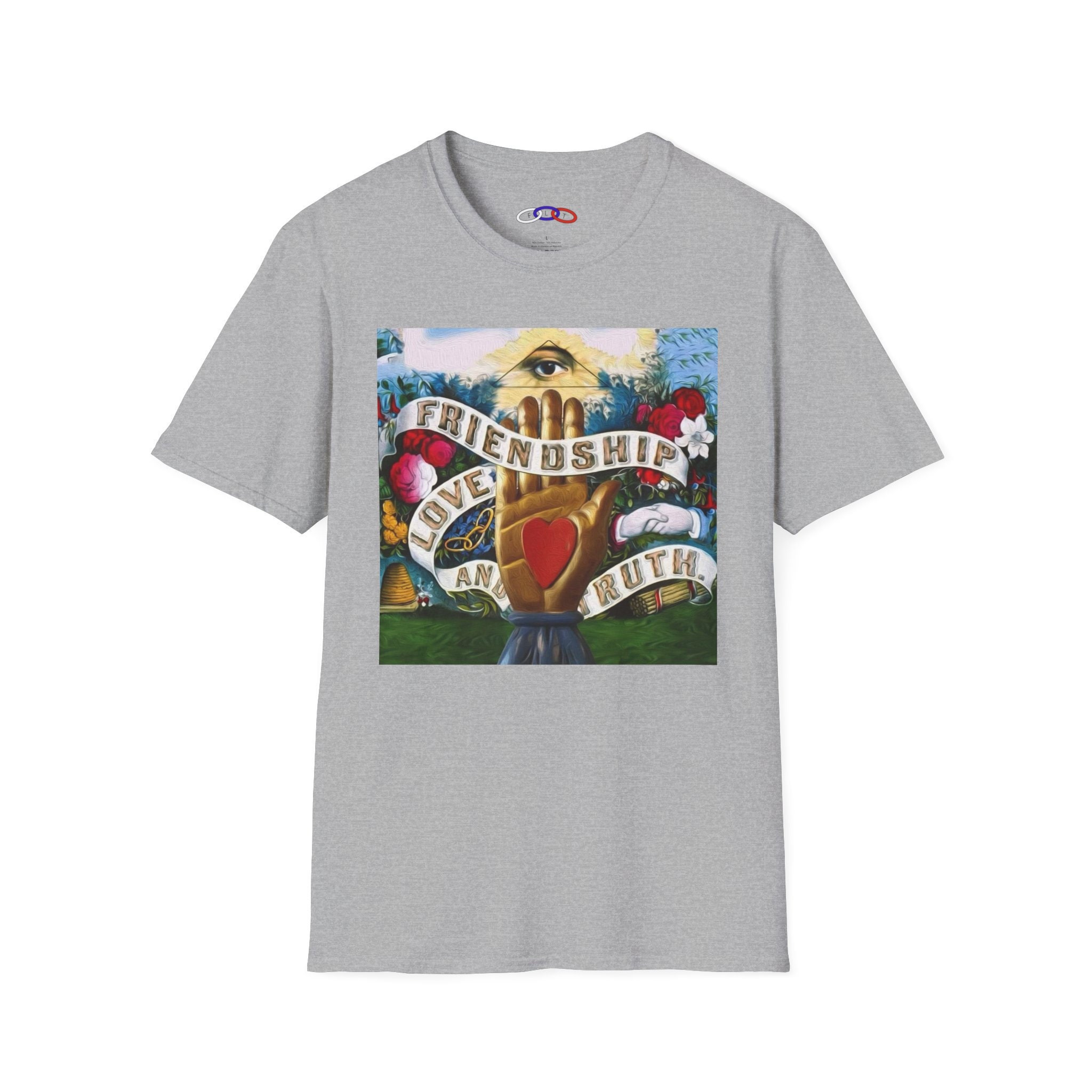 Odd Fellows Symbolic Eye Hand Heart Friendship Love Truth Collectible T-Shirt | Cotton Short Sleeve T shirt | Unisex Softstyle | Summer Casual Shirt