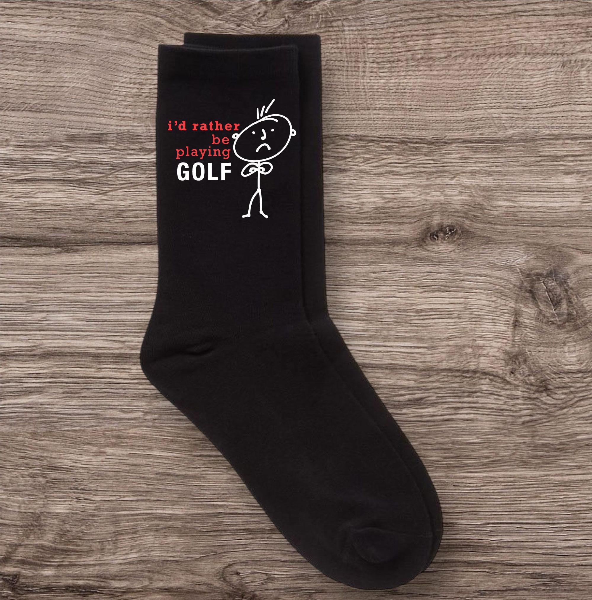 Men's Golf Black Socks I'd Rather Be Playing Golf Gift Fun Sports Sock gift