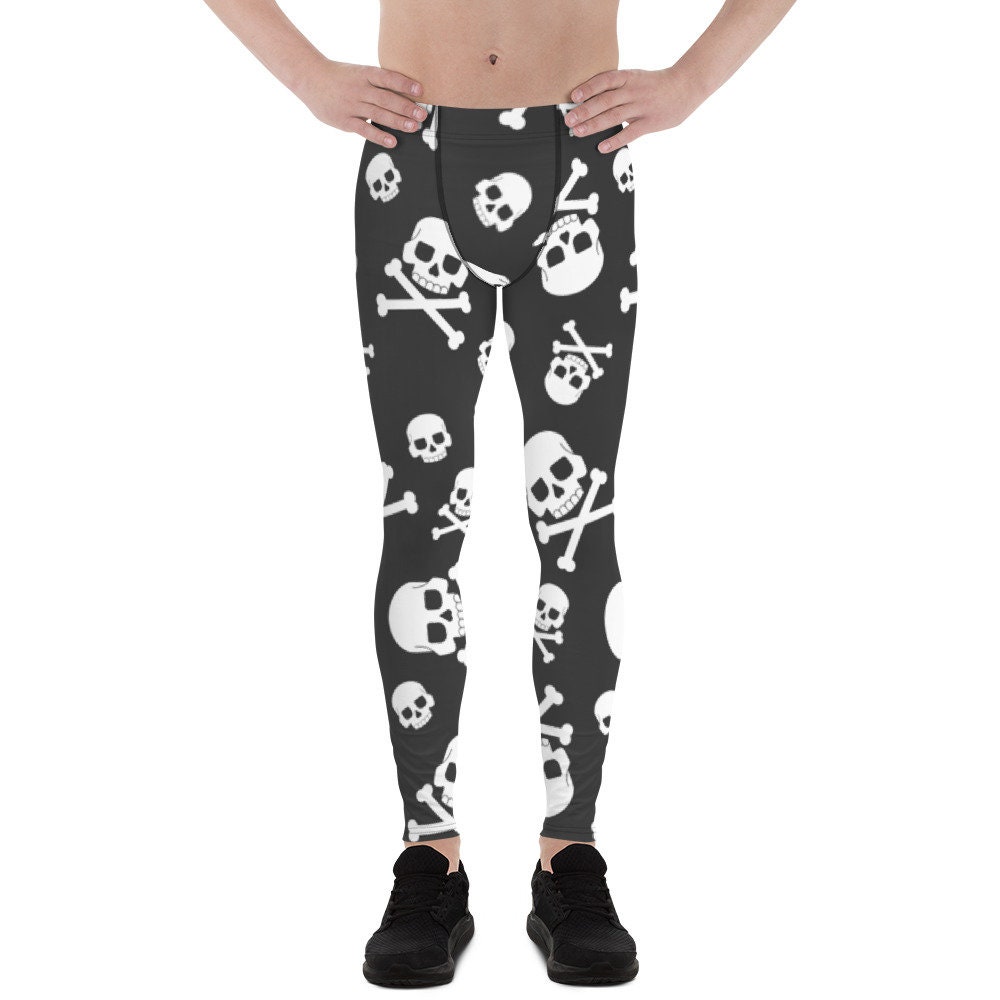 Skull and bone Men Leggings,pirate goth leggings,gothic workout pants,yoga legging man