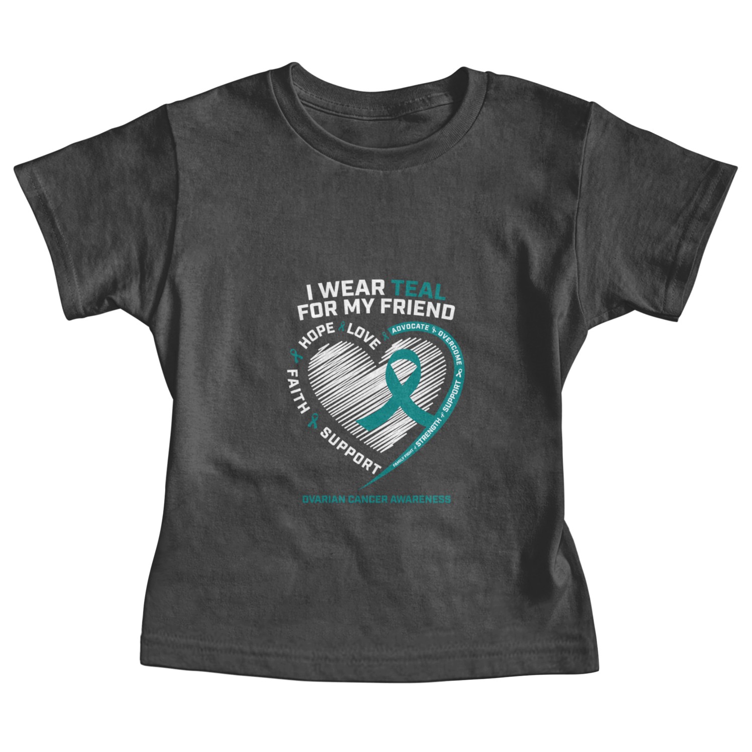 Teal Ribbon Ovarian Cancer Awareness Friend Baby Tees
