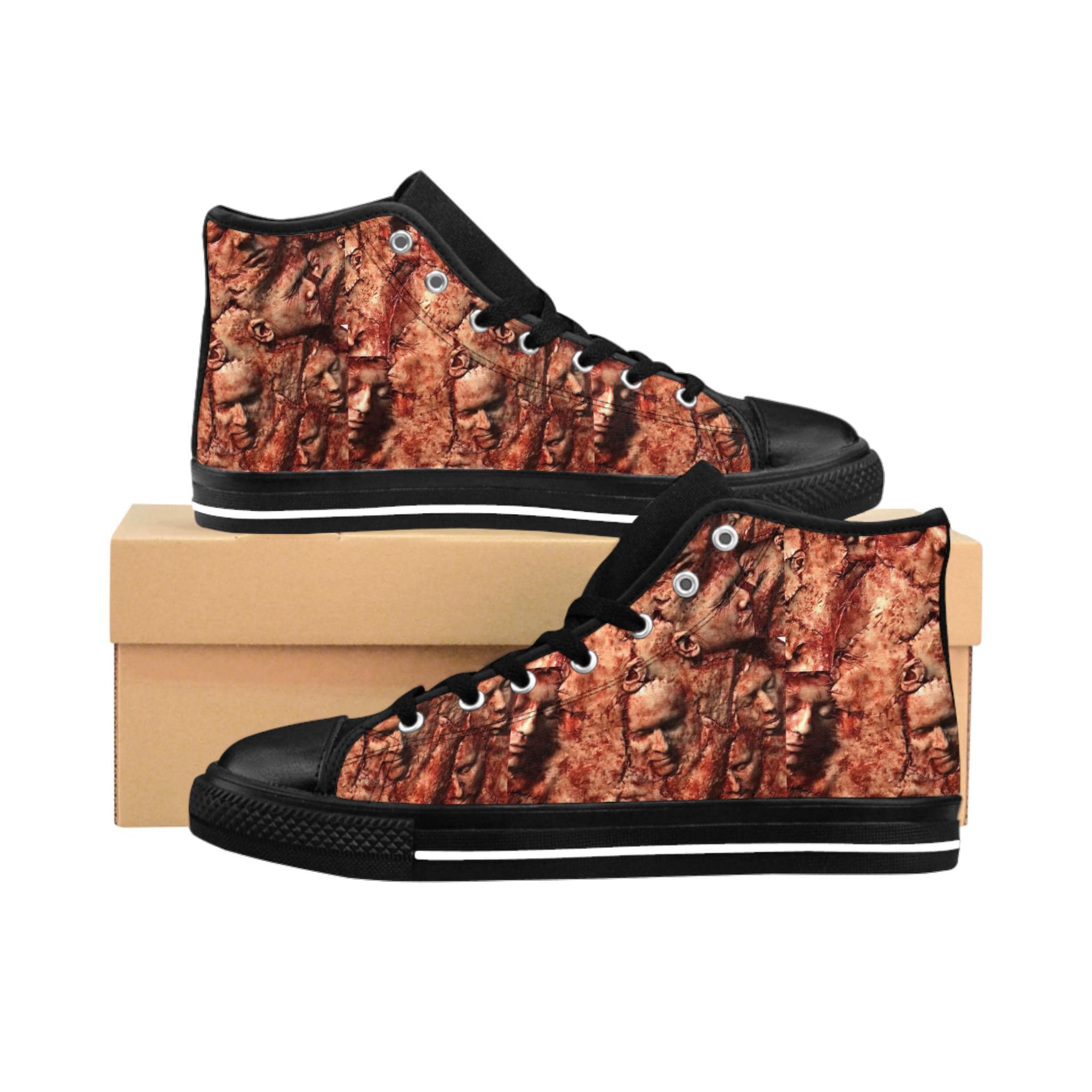 Creepy Halloween Costume Sneakers, Horror Movie Accessory Shoes, Ed Gein Shoes, Men's Classic Footwear, Costume Party Sneakers