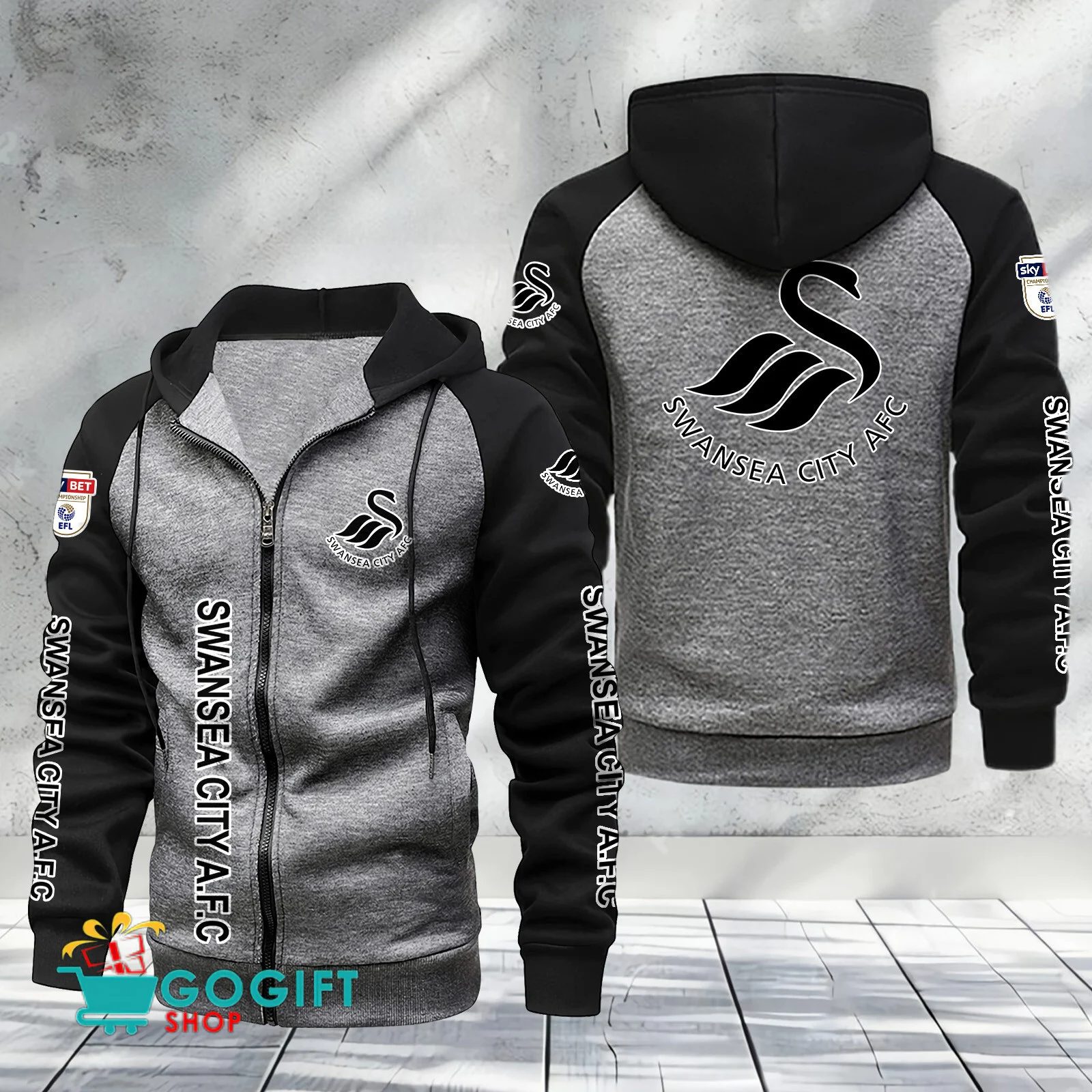 Swansea City AFC Sporty Style Raglan Zipper Hoodie