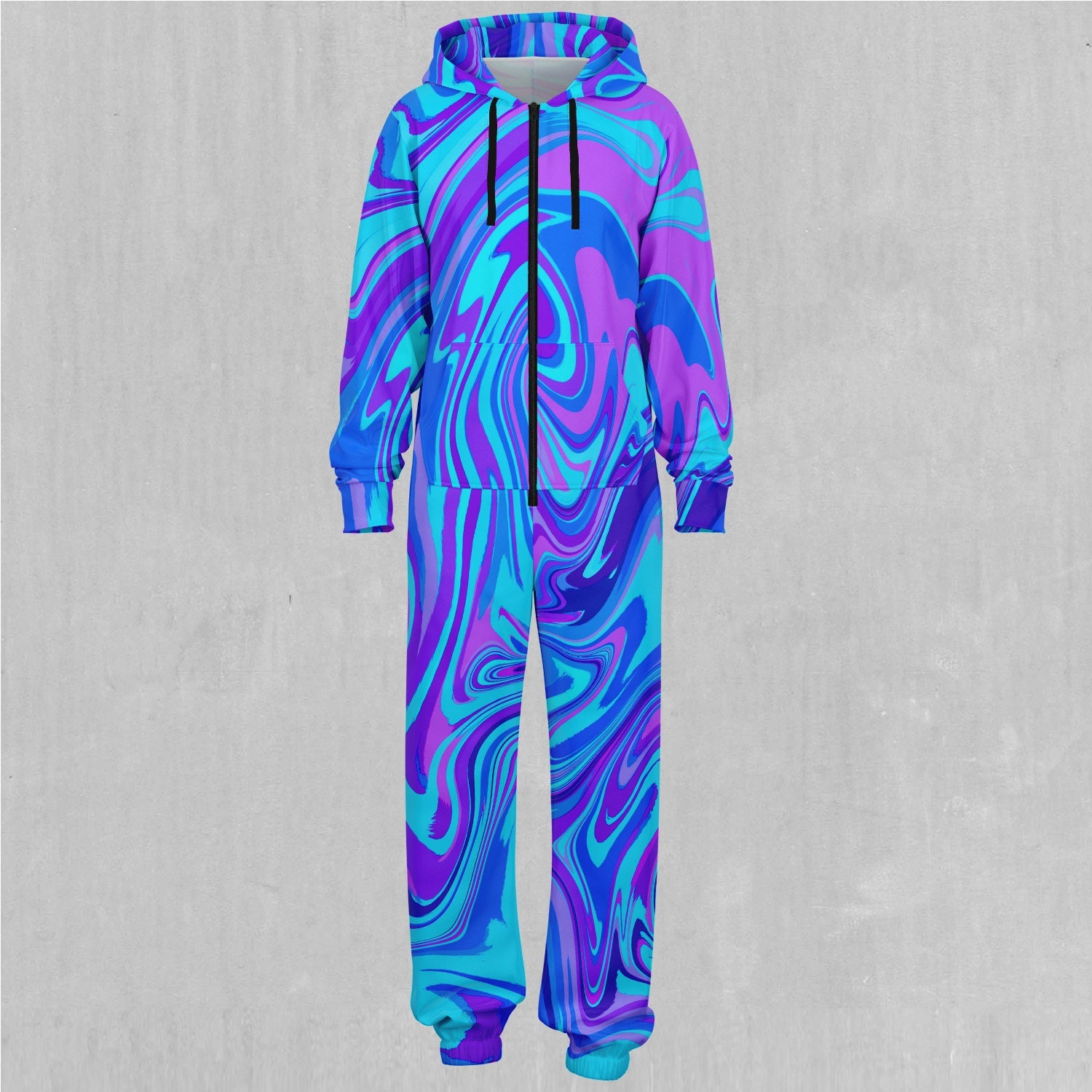 Vapor Drip Psychedelic Adult Zip Up Jumpsuit Pajamas