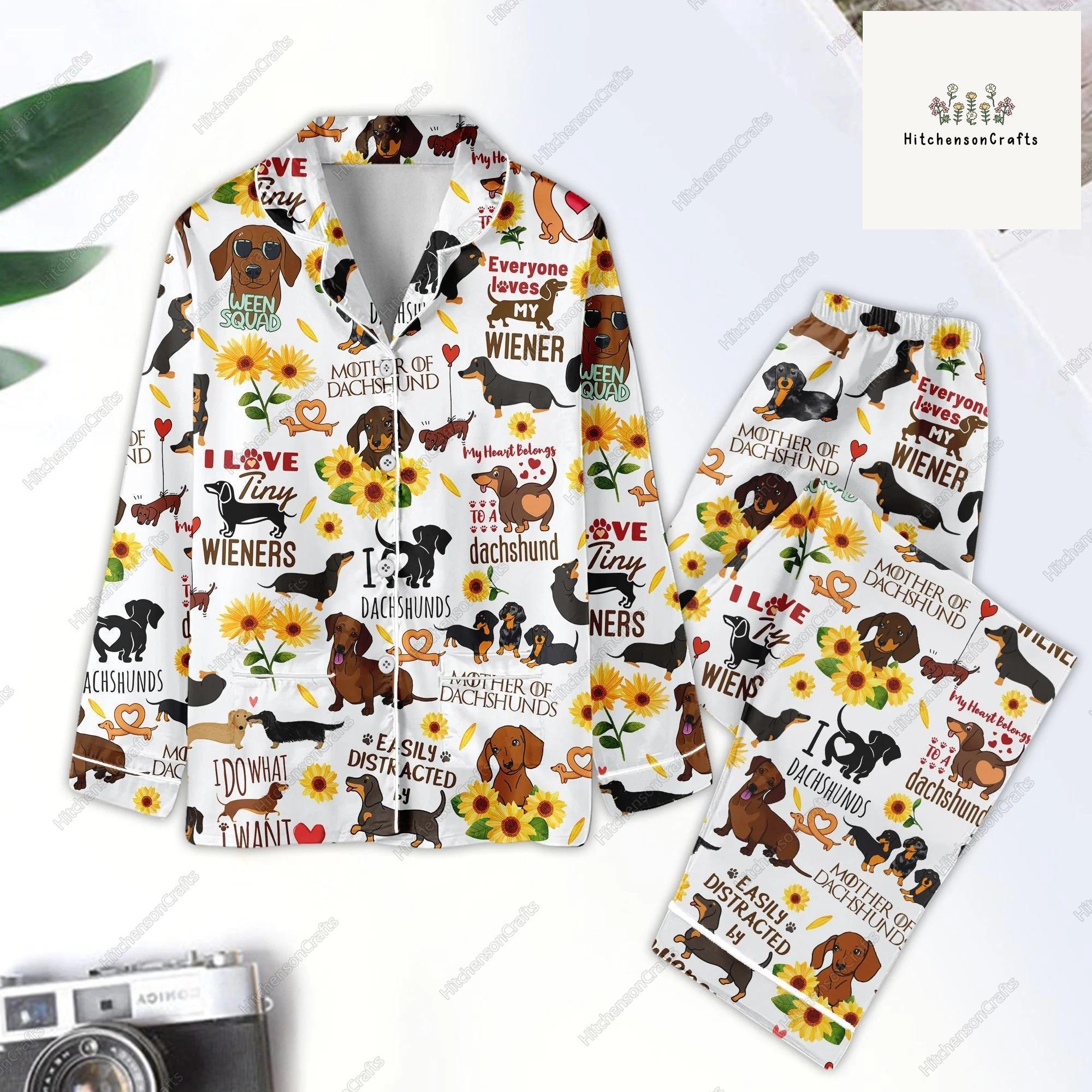 Dachshund Pajamas Set, Dachshund Pajamas Family, Pajamas Women, Dachshund Xmas Pajamas, Dachshund Pajamas, Wiener Pajamas, Dog Lovers