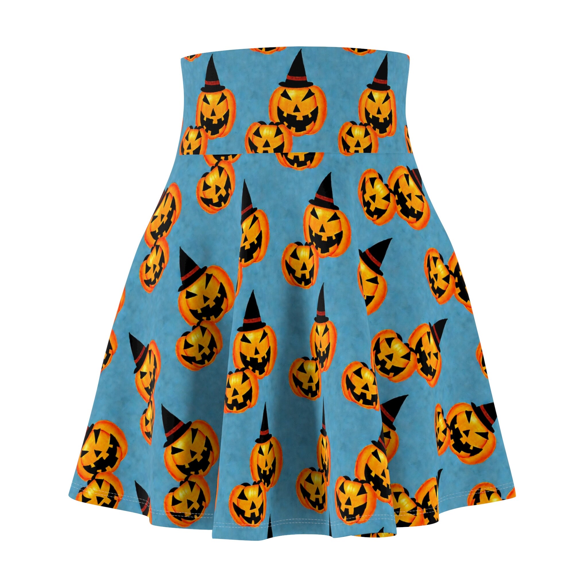 Creepy Pumpkins Women's Skater Skirt, Flowing Circular Halloween Skirt for Women and Teens