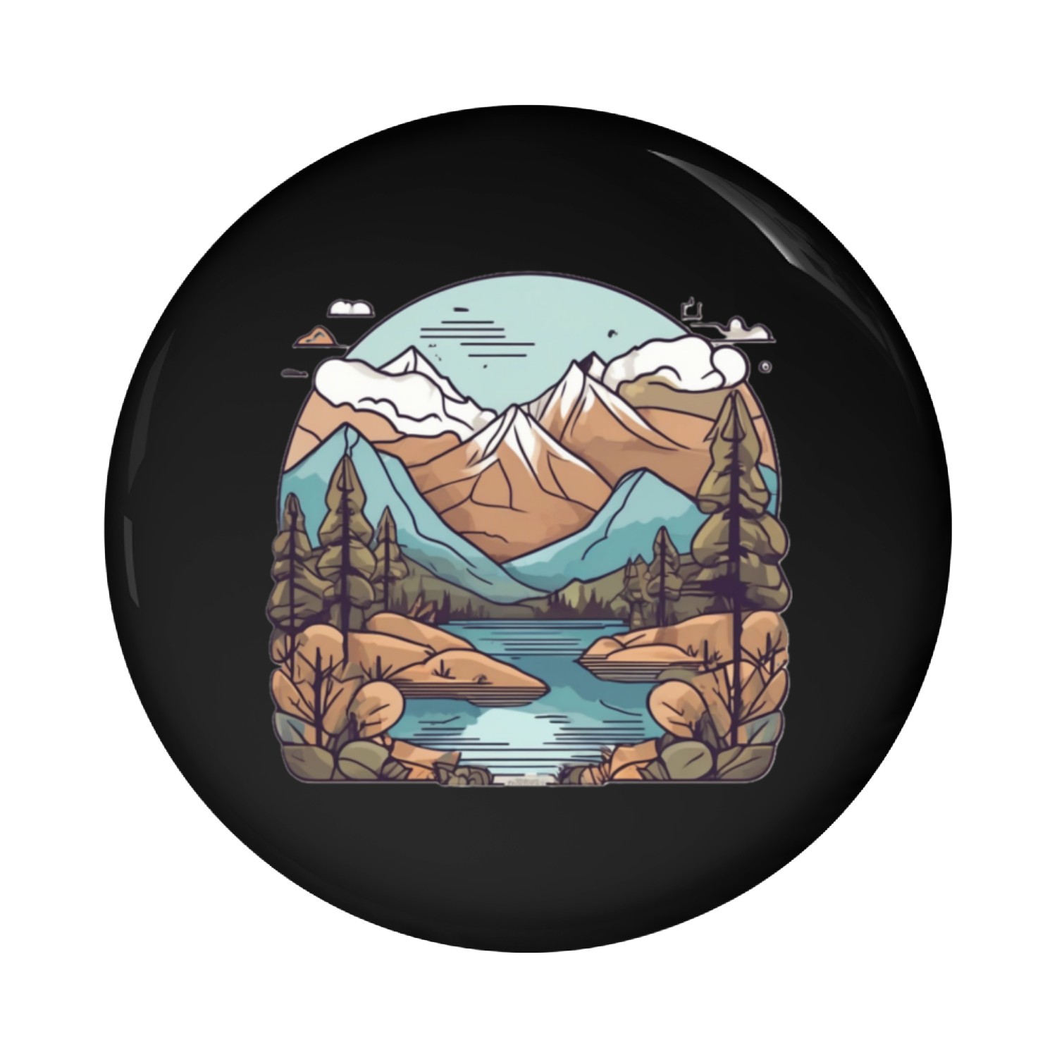minimalist nature scene Pin Buttons