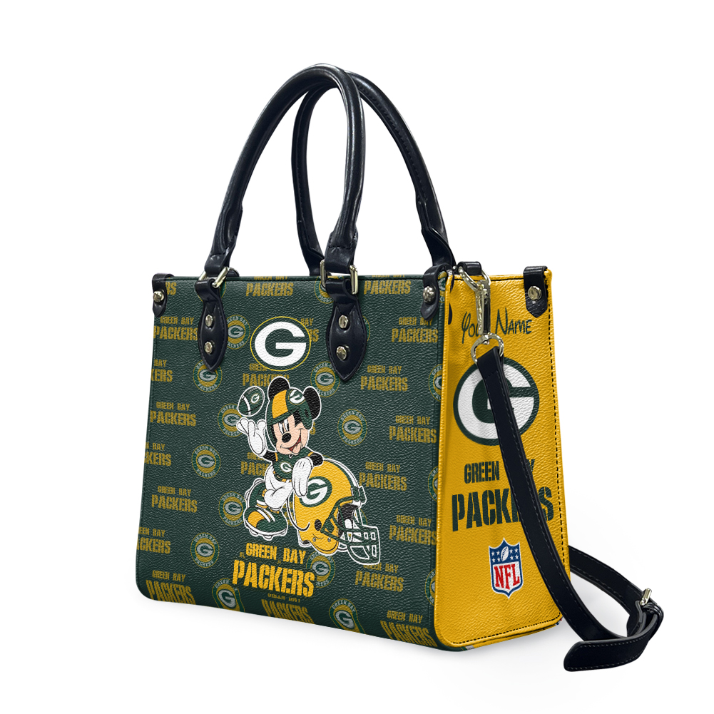 Green Bays Team Packers Cartoon Leather Bag, Football Leather Bag