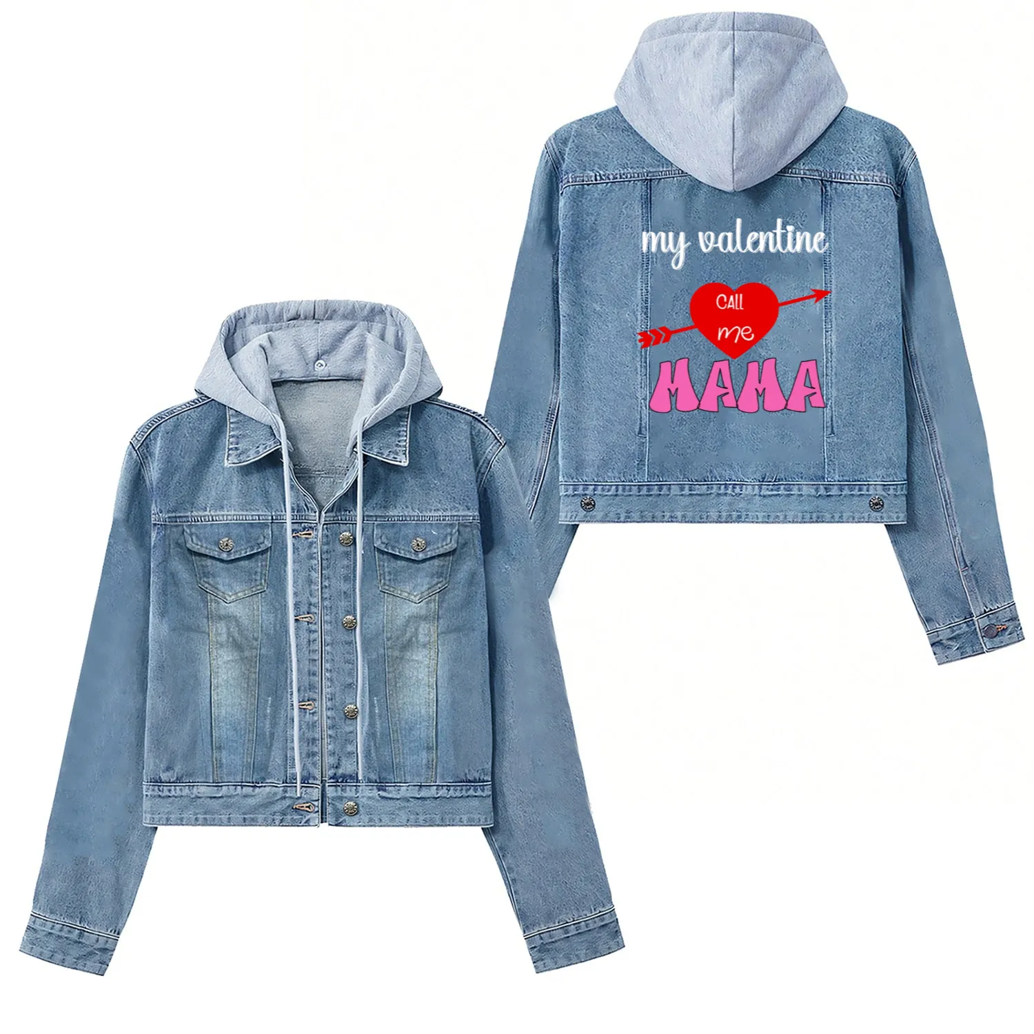 my valentine call me mama Women's Denim Jackets
