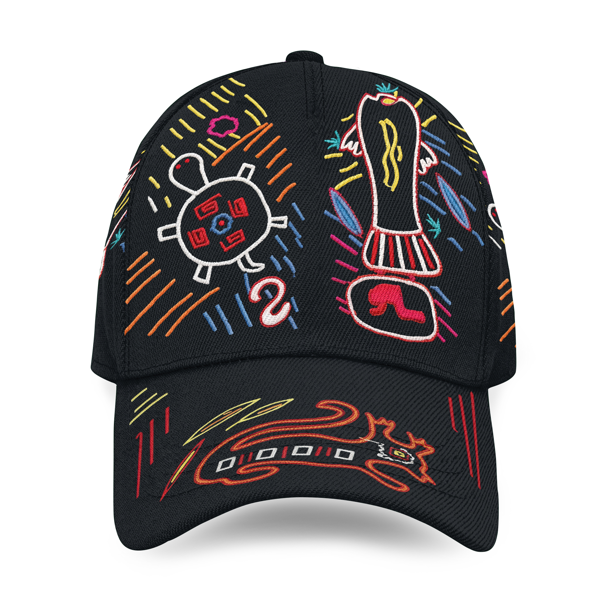 Vintage Chicos Embroidered Hat Strapback Colorful Animals Nature AOP