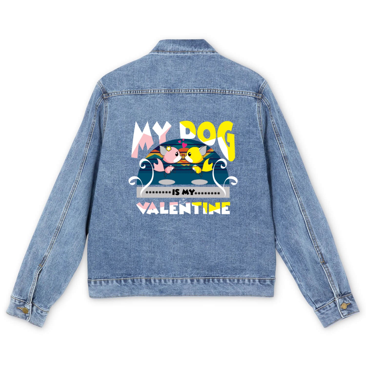 My dog is my Valentine Men's Denim Jackets