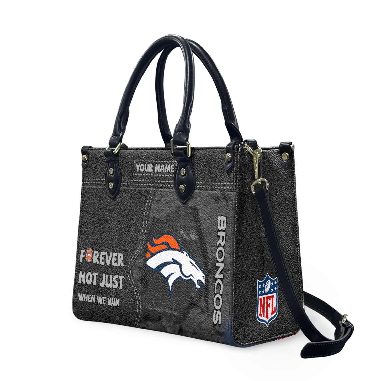 Custom Denvers Team Broncos Forever Leather Bag, Woman Leather Bag