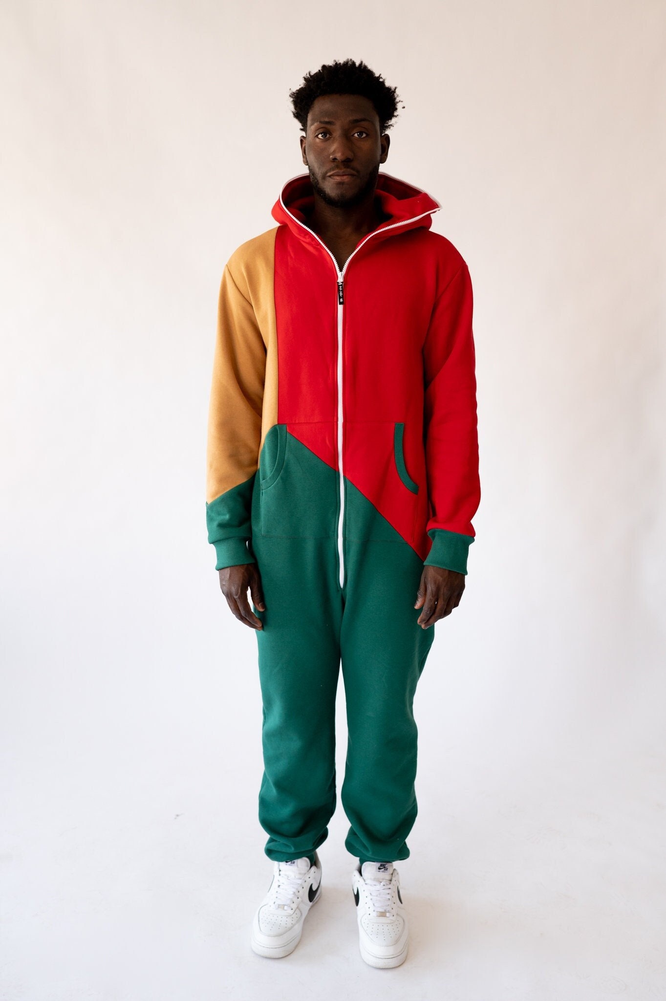 Adult Overall Pajamas -Men's Hooded Jumpsuit | Christmas Pajama Outfits | Family Matching Pajamas
