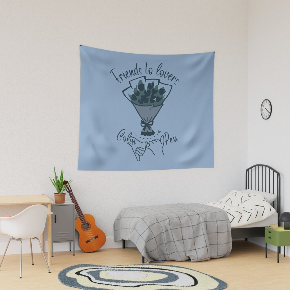 Friends to Lovers Tapestry, Bridgerton Colin and Penelope Polin Couple Tapestry, Bridgerton Merch, Funny Gift Idea, Gift for Fans