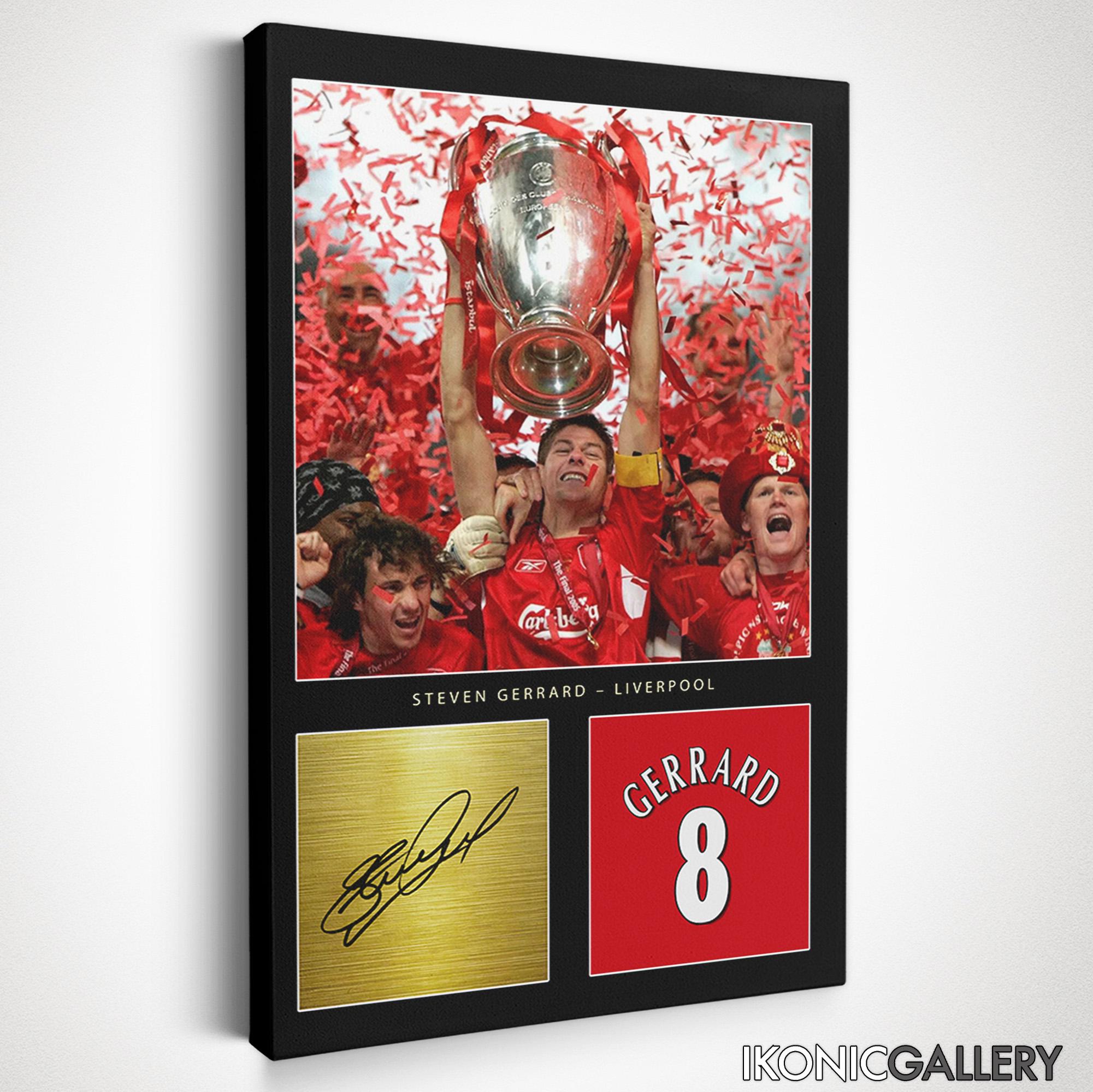 Steven Gerrard Liverpool Canvas Art, Signed Player Poster, Soccer Wall Art
