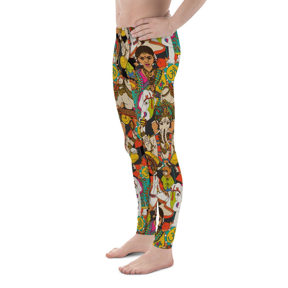 Auta Churidar Pattern Men's Leggings , Mens Workout Tights, Fitness Leggings ITAALE