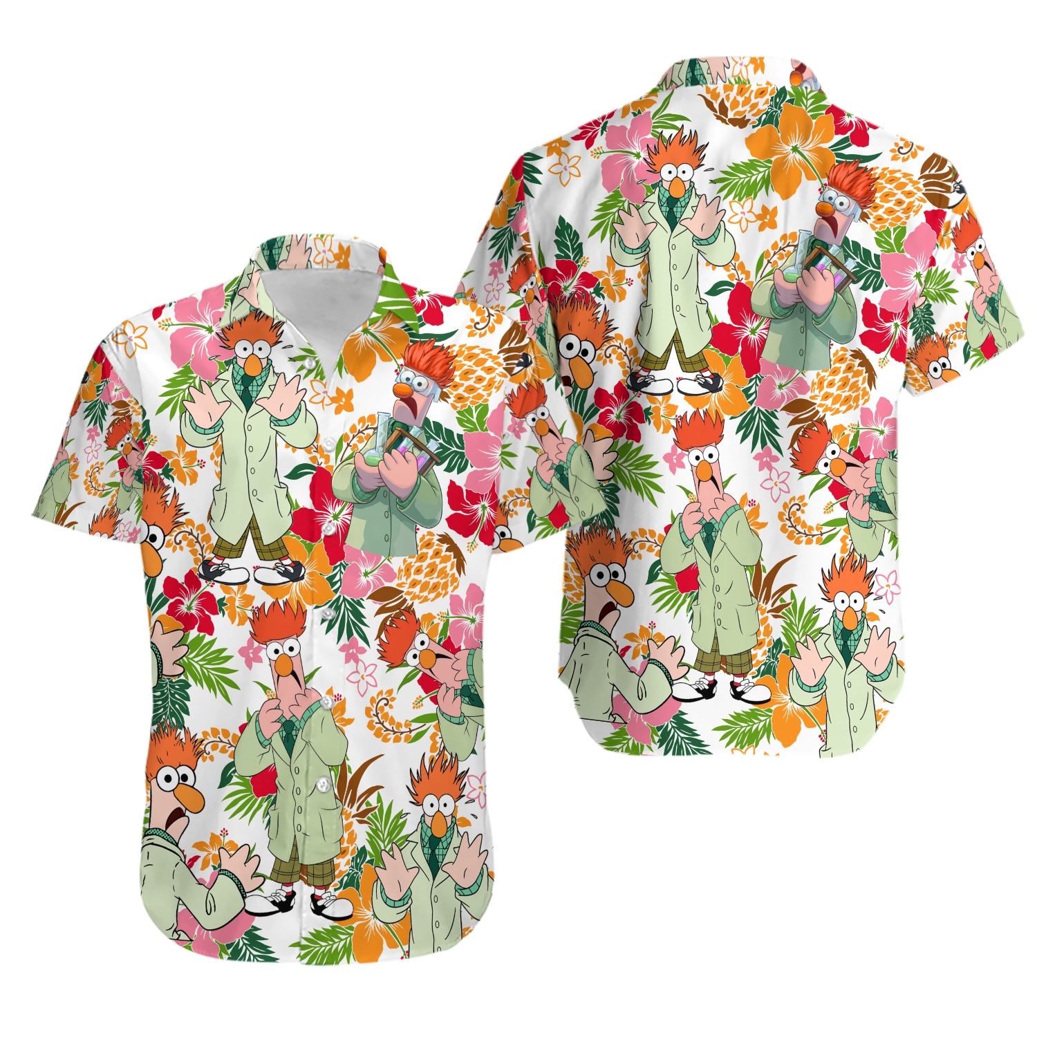 The Muppet Show Beaker Hawaiian Button Down Shirt