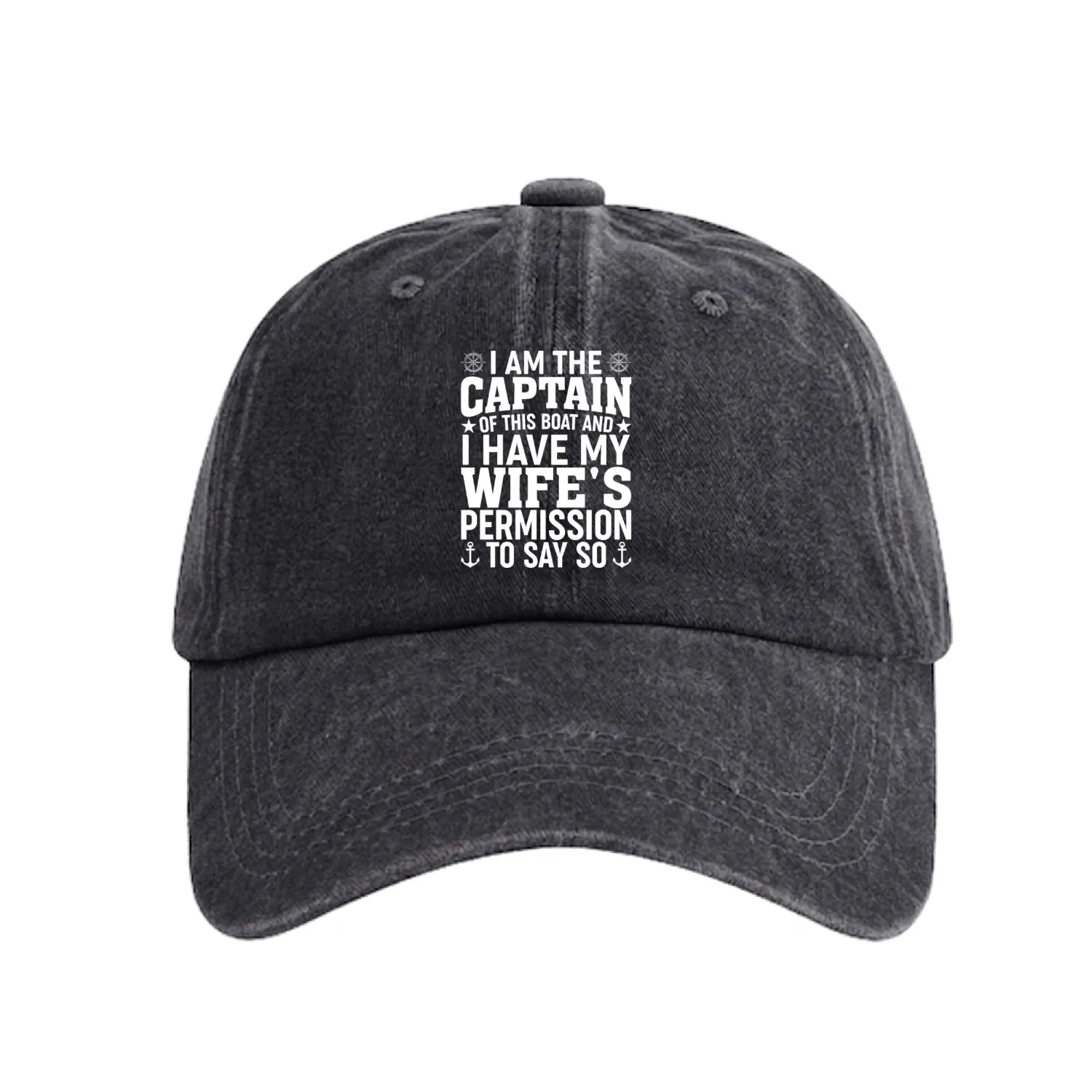 I Am The Captain Of This Boat Sailboat Sail Boatin Washed Denim Baseball Caps